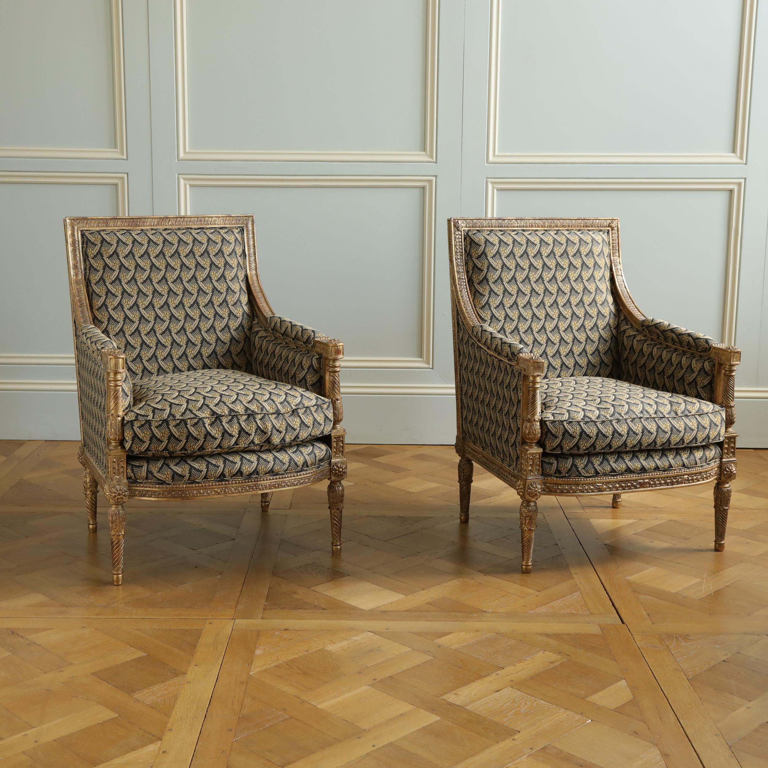 Bergere aus vergoldetem Holz im Jacob-Stil im Louis-XVI.-Stil von La Maison London im Angebot 10