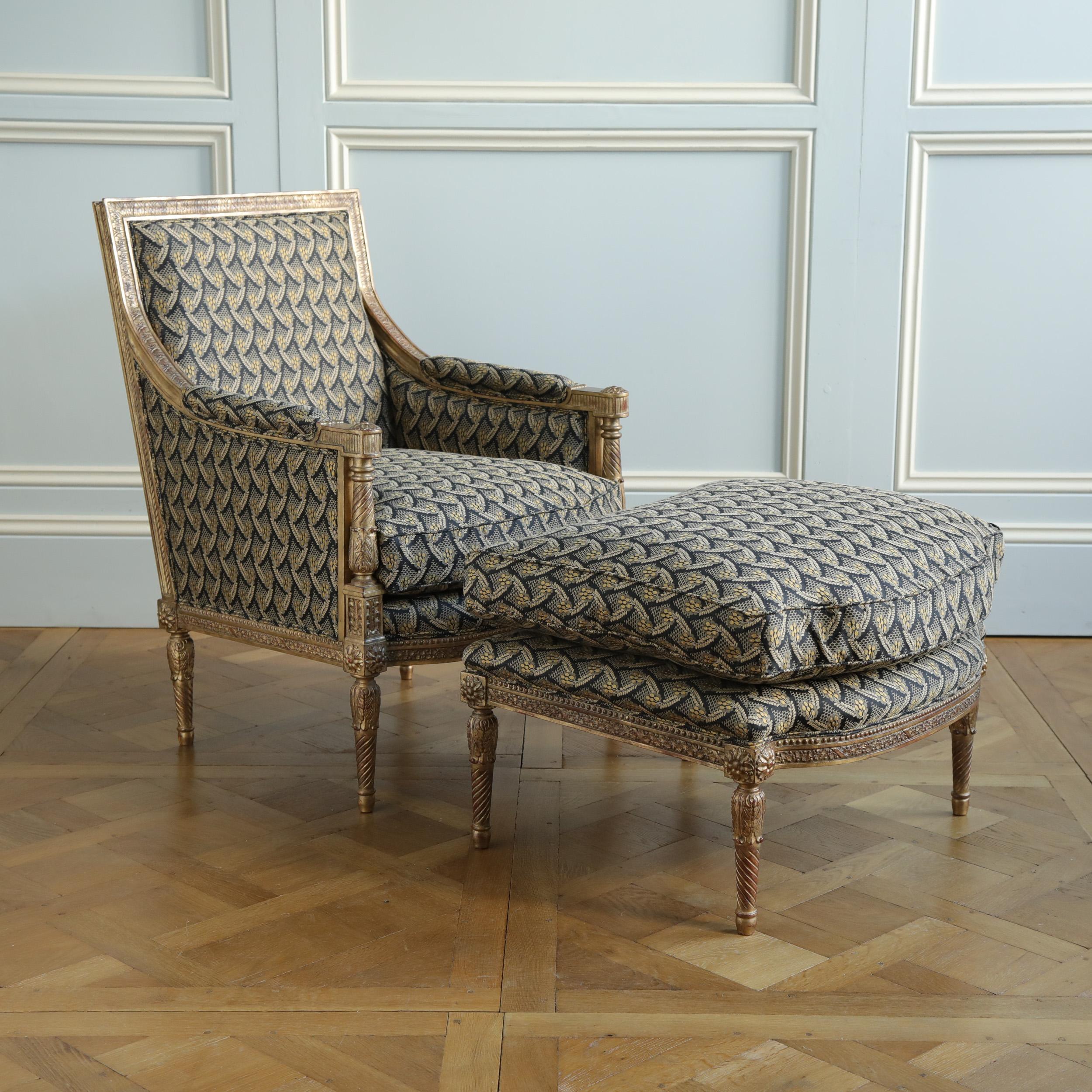 Bergere aus vergoldetem Holz im Jacob-Stil im Louis-XVI.-Stil von La Maison London im Angebot 11