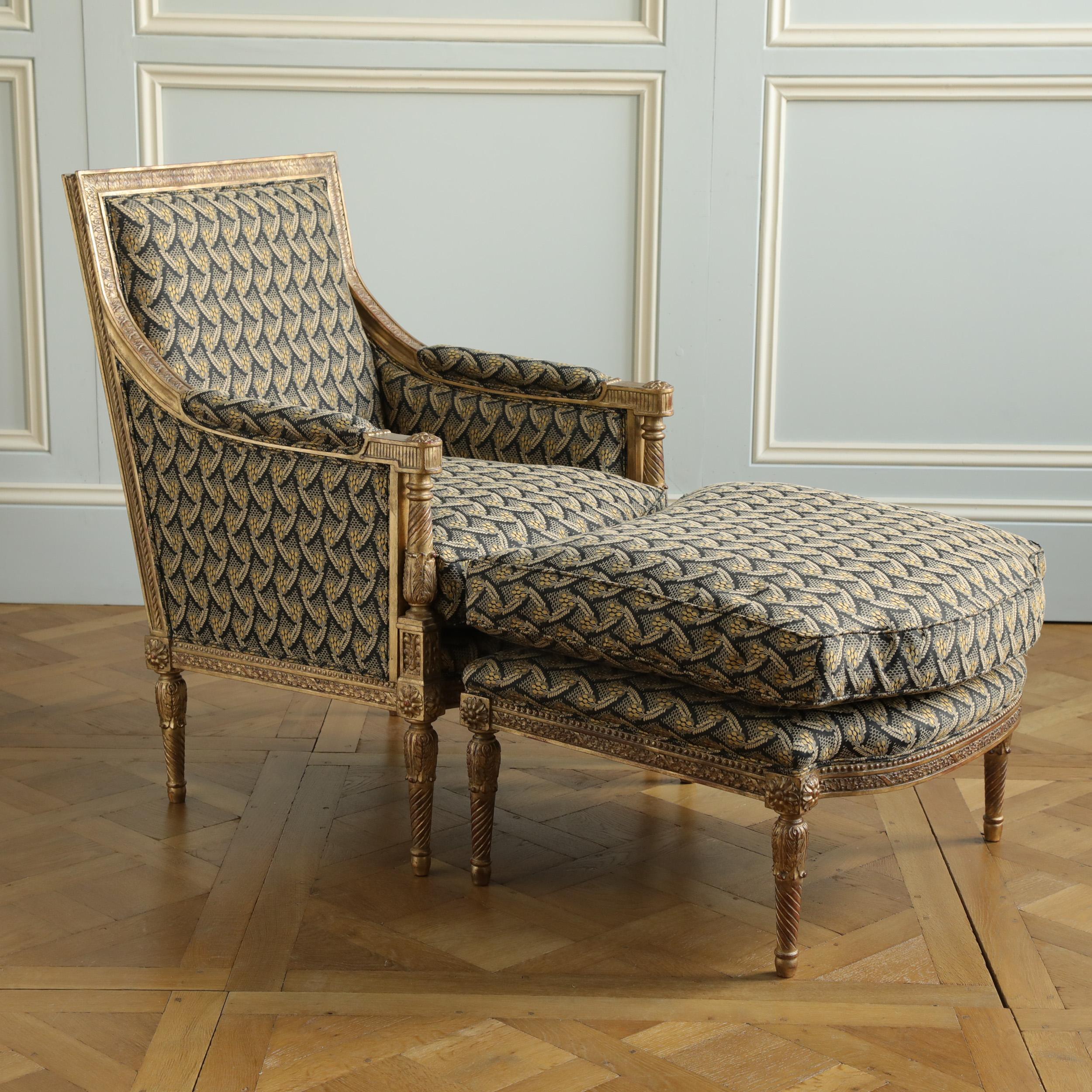 Bergere aus vergoldetem Holz im Jacob-Stil im Louis-XVI.-Stil von La Maison London im Angebot 12