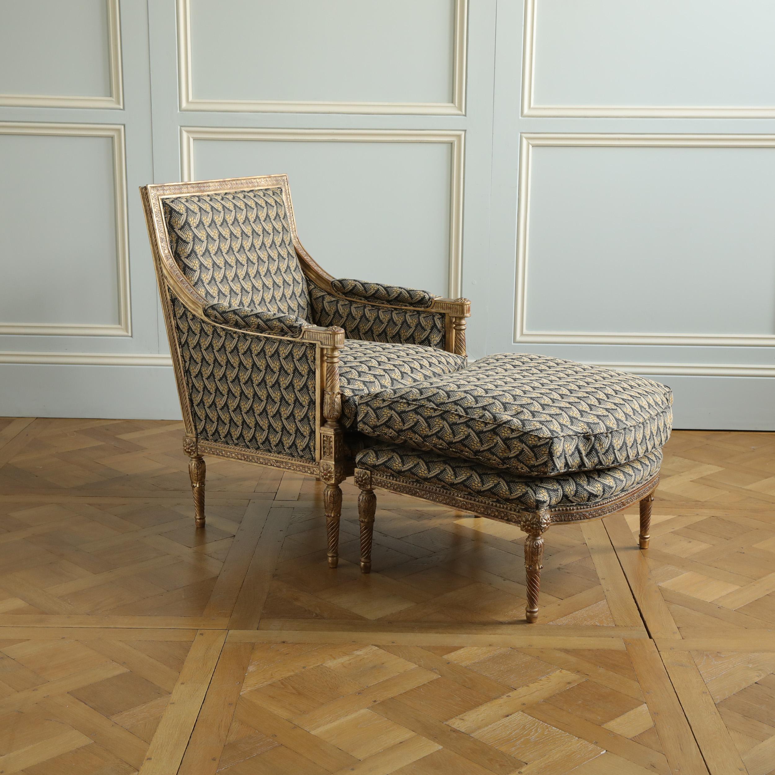 Bergere aus vergoldetem Holz im Jacob-Stil im Louis-XVI.-Stil von La Maison London im Angebot 13
