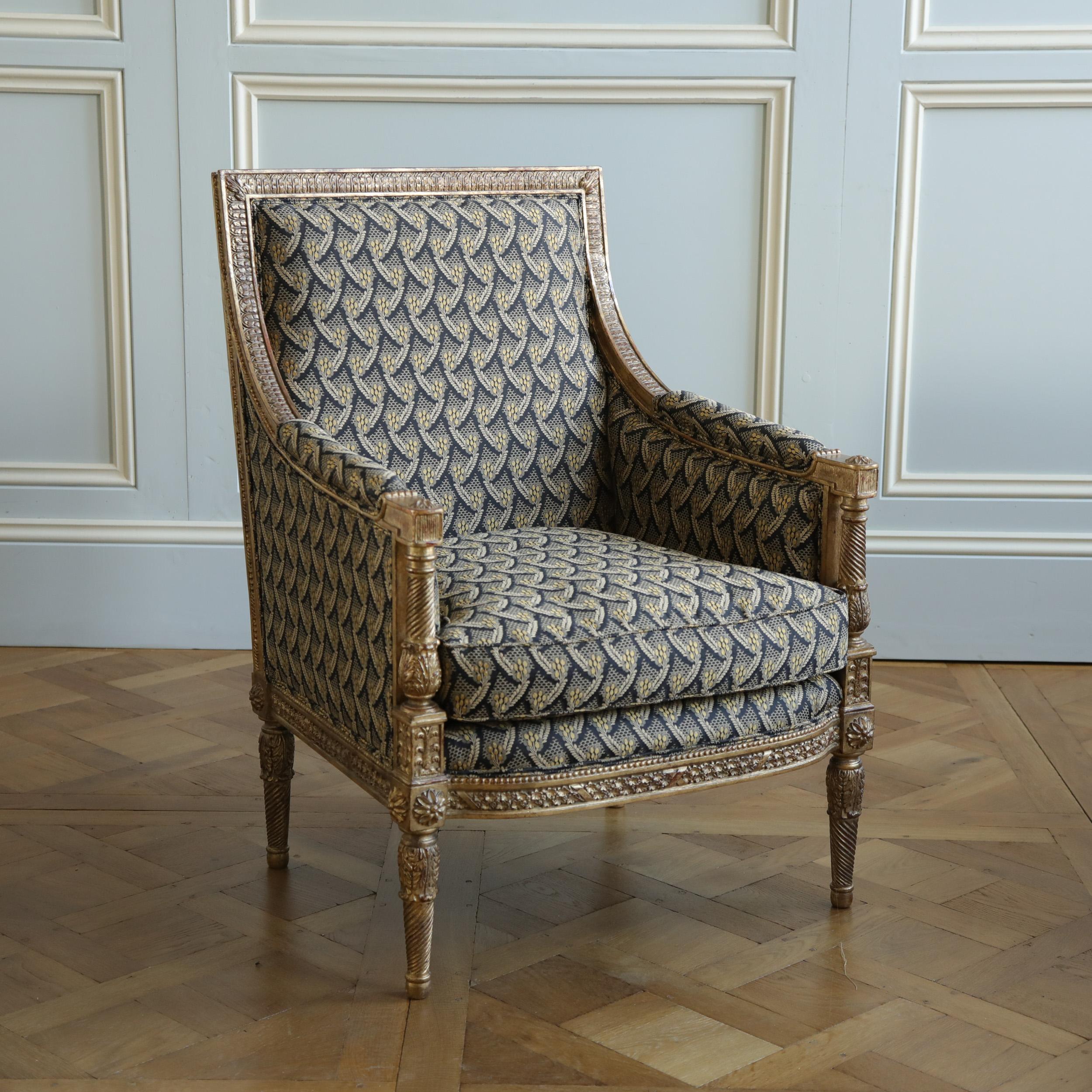 Giltwood Bergere Armchair von La Maison London.
Ein Modell inspiriert von Jacob, einem Meisterschreiner aus der Zeit Ludwigs XVI. 5m Stoff erforderlich (Wir können beschaffen oder Sie können Ihre eigenen liefern)

