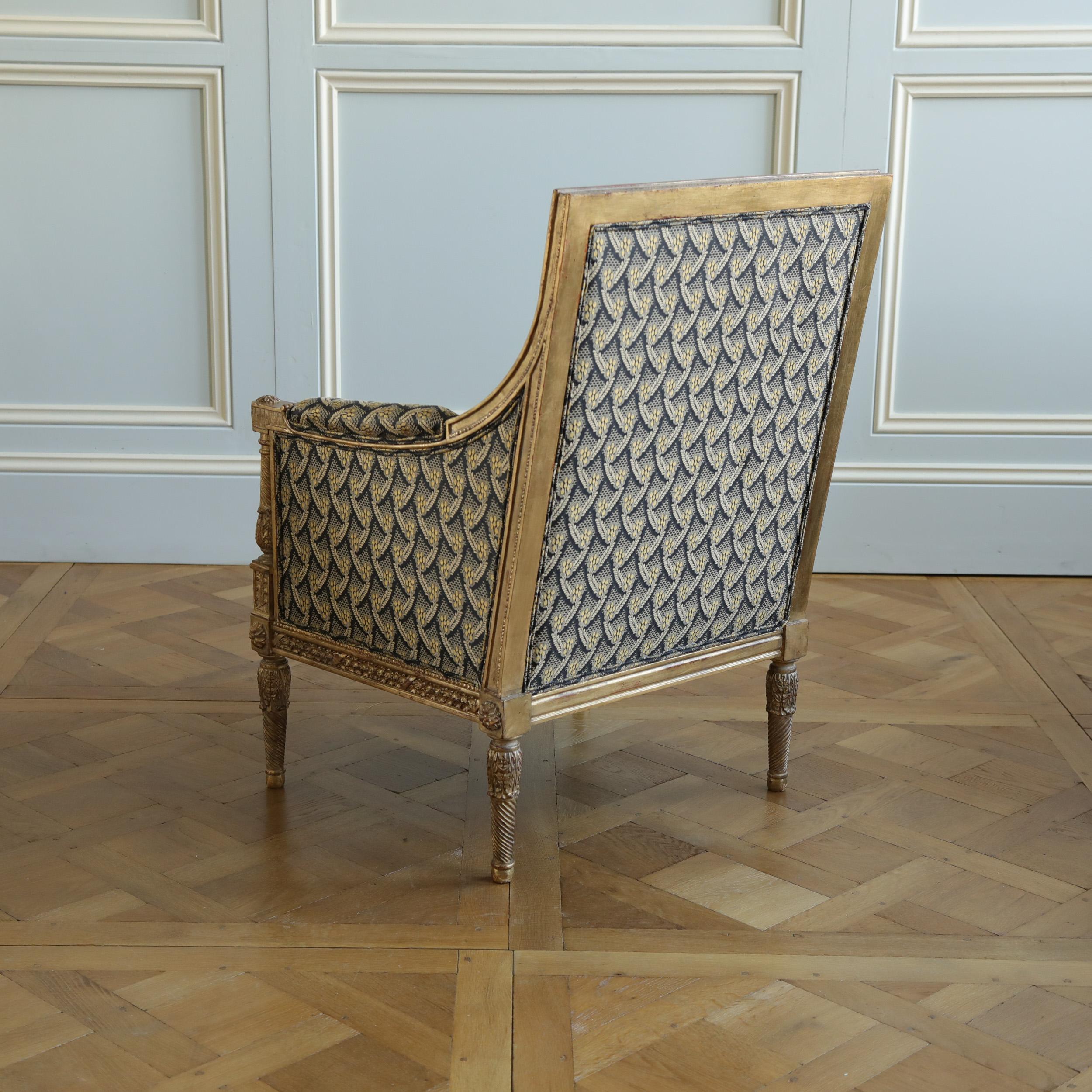 Bergere aus vergoldetem Holz im Jacob-Stil im Louis-XVI.-Stil von La Maison London (21. Jahrhundert und zeitgenössisch) im Angebot
