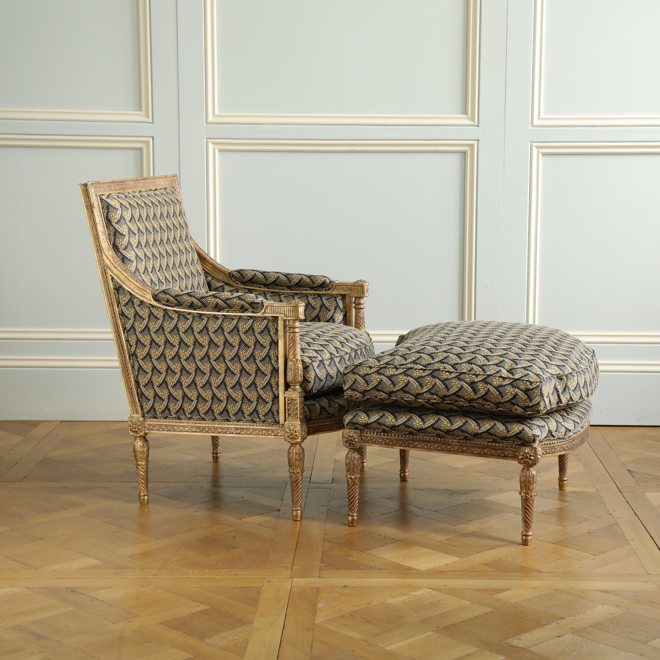 Bergere aus vergoldetem Holz im Jacob-Stil im Louis-XVI.-Stil von La Maison London im Angebot 3