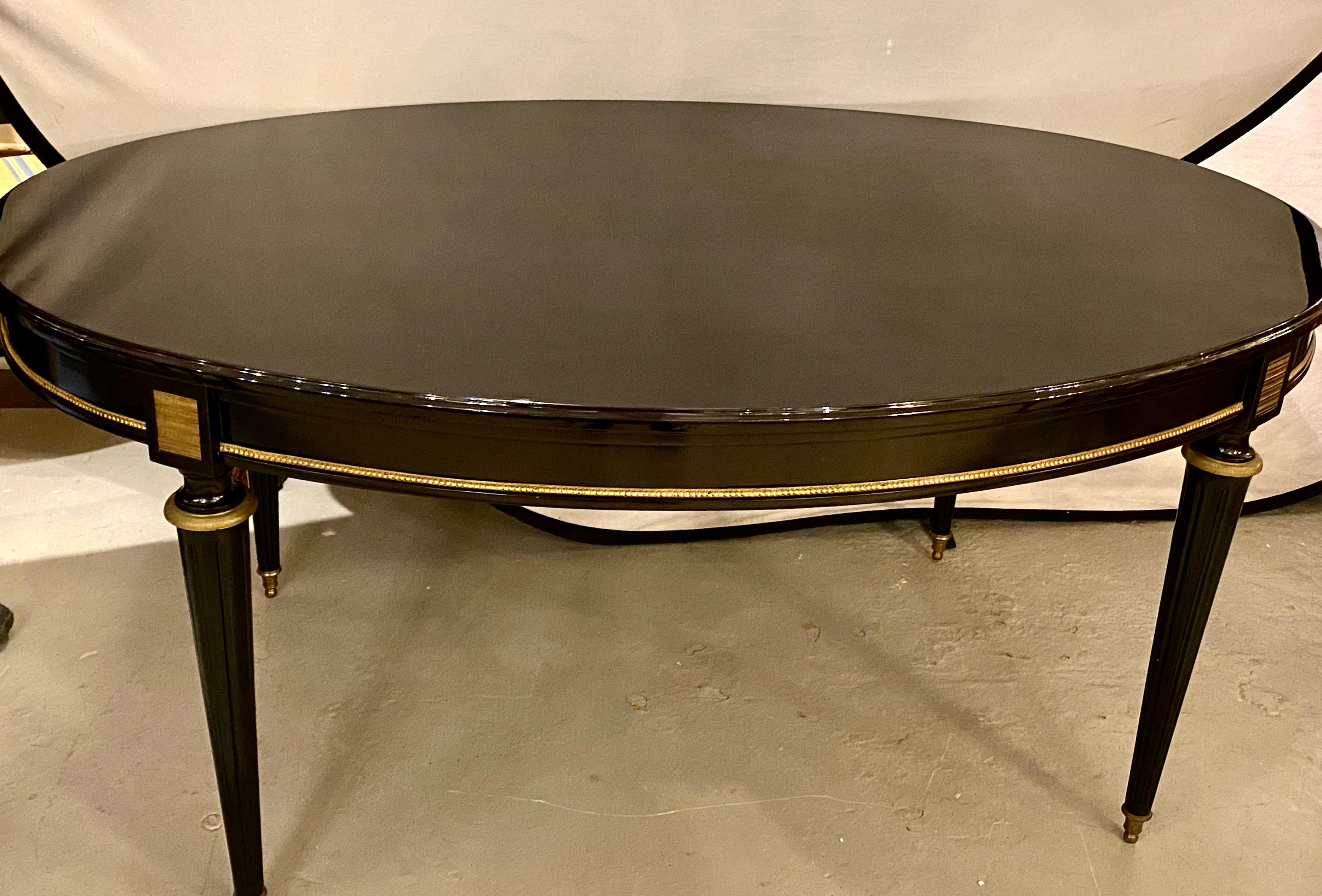 Louis XVI Jansen Style Center or Dining Table Black Lacquer Steinway Finish im Angebot 3