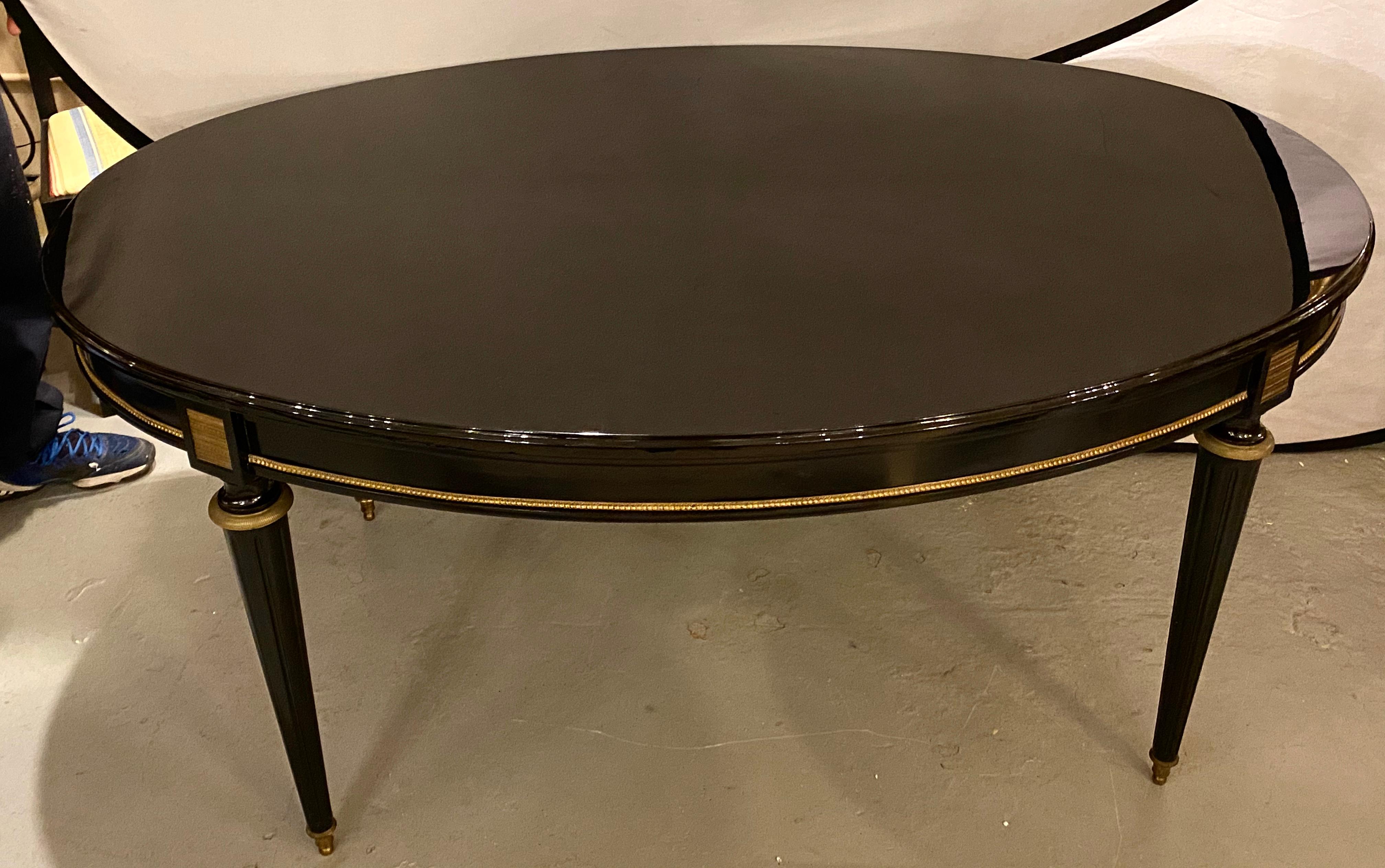 Louis XVI Jansen Style Center or Dining Table Black Lacquer Steinway Finish en vente 9