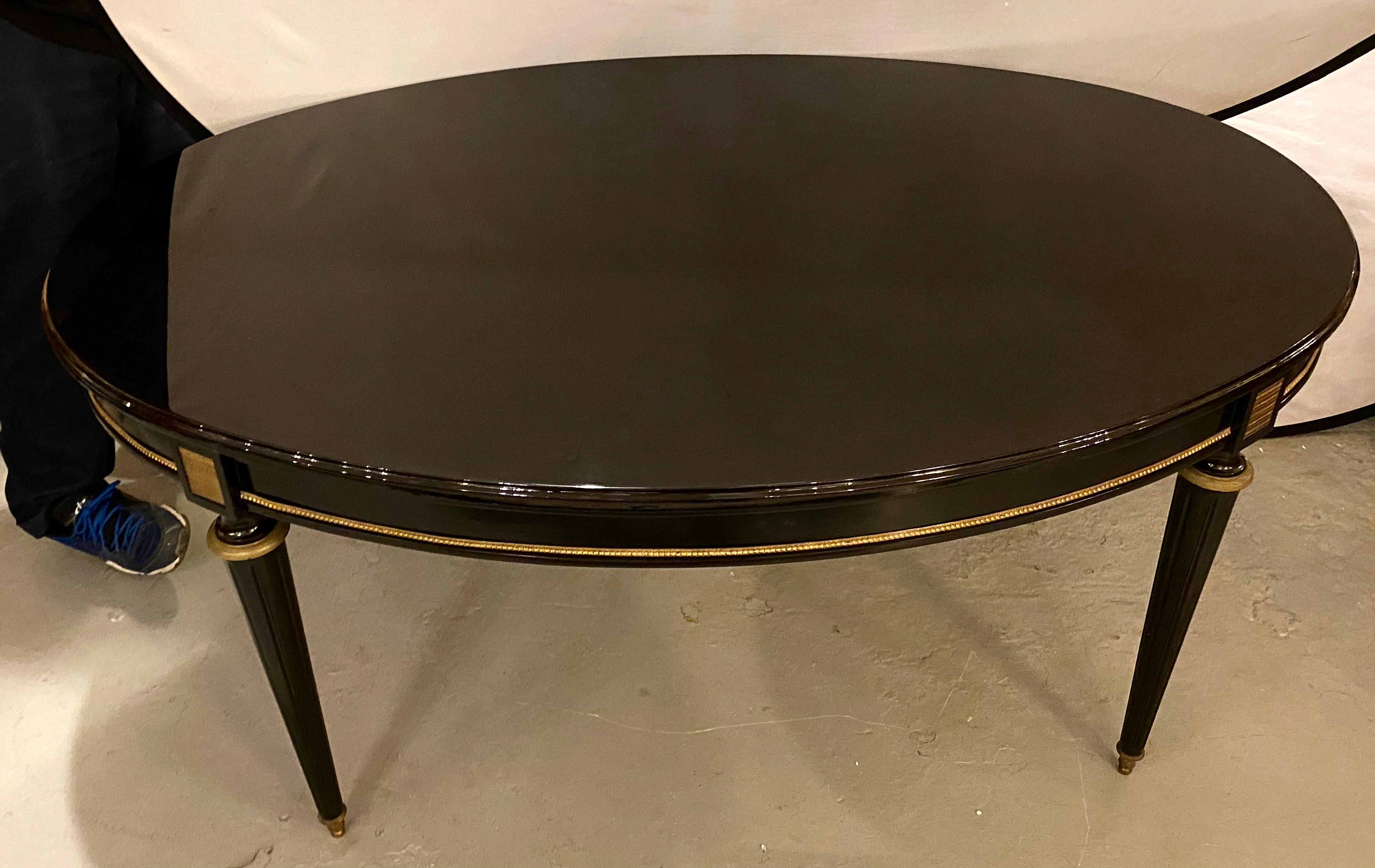 Louis XVI Jansen Style Center or Dining Table Black Lacquer Steinway Finish For Sale 10