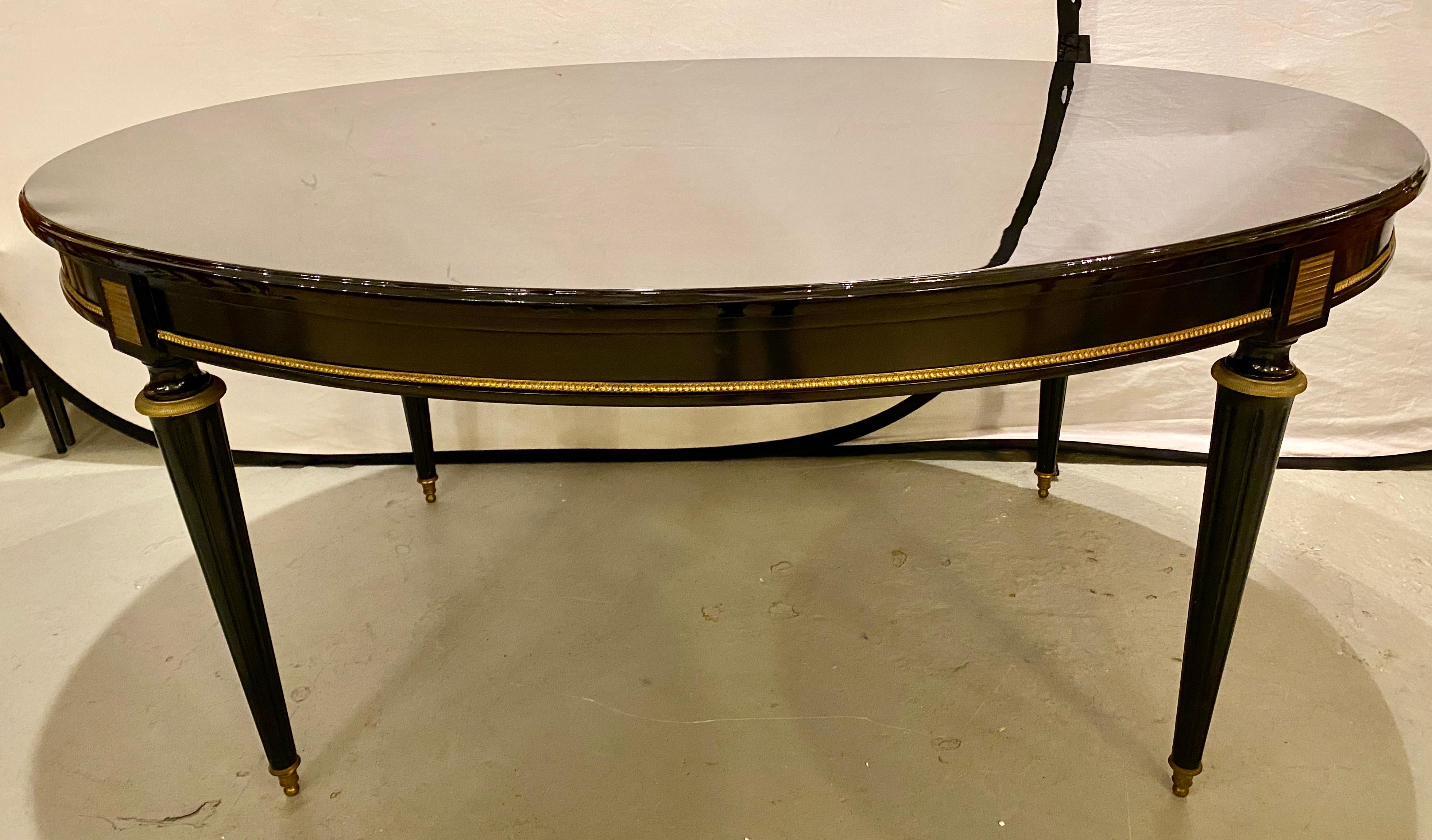Louis XVI Jansen Style Center or Dining Table Black Lacquer Steinway Finish For Sale 1