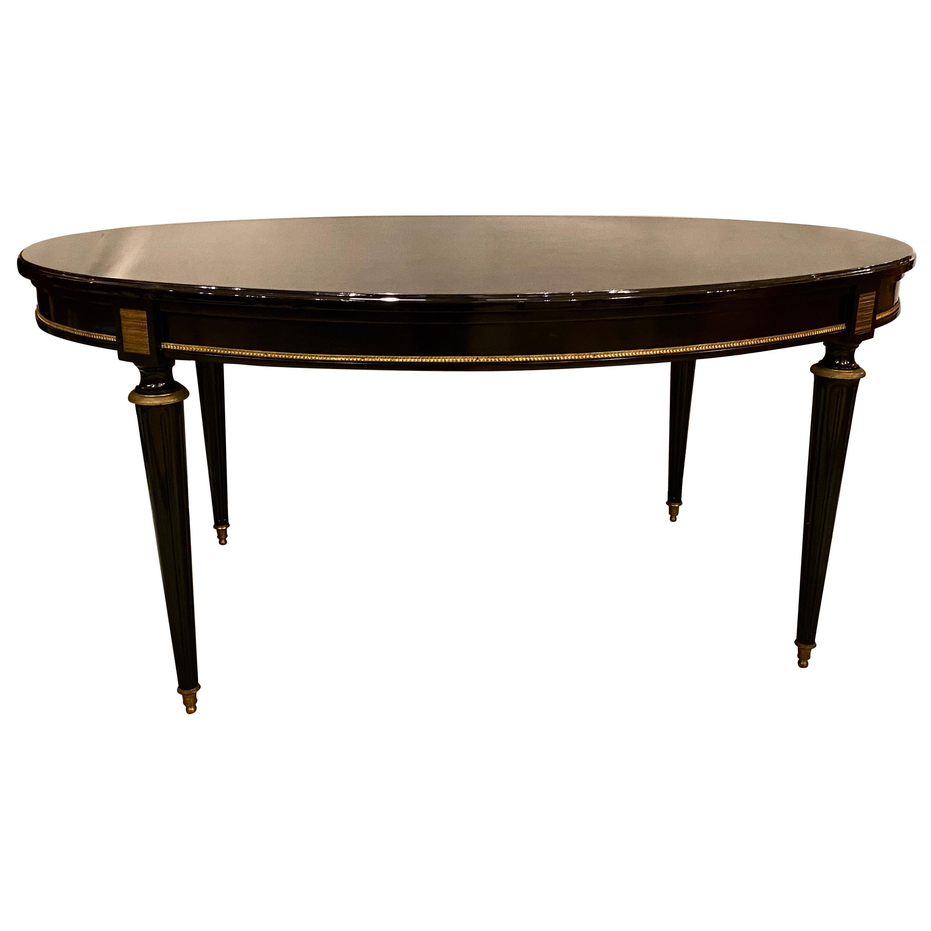 Louis XVI Jansen Style Center or Dining Table Black Lacquer Steinway Finish