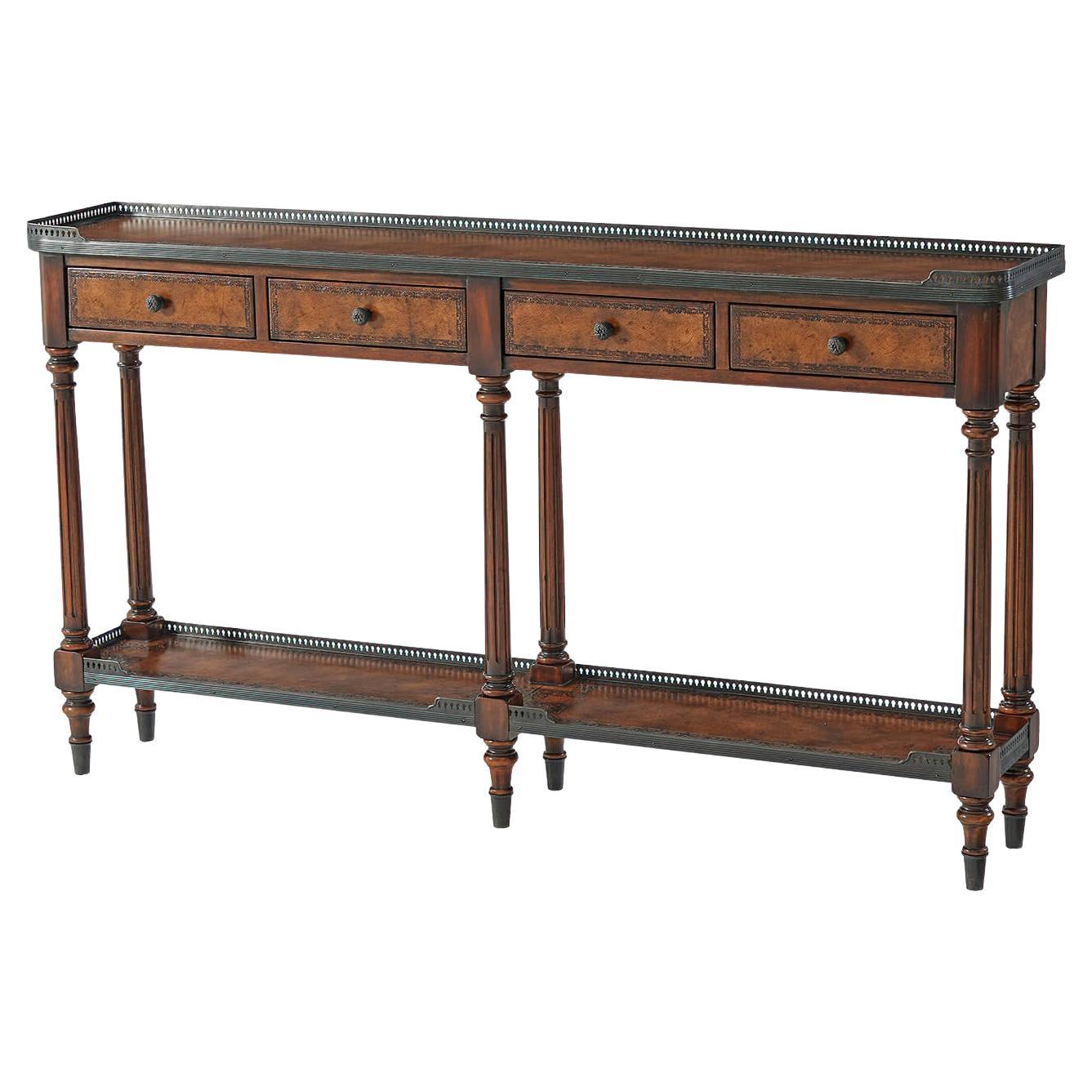 Louis XVI Leather Console Table