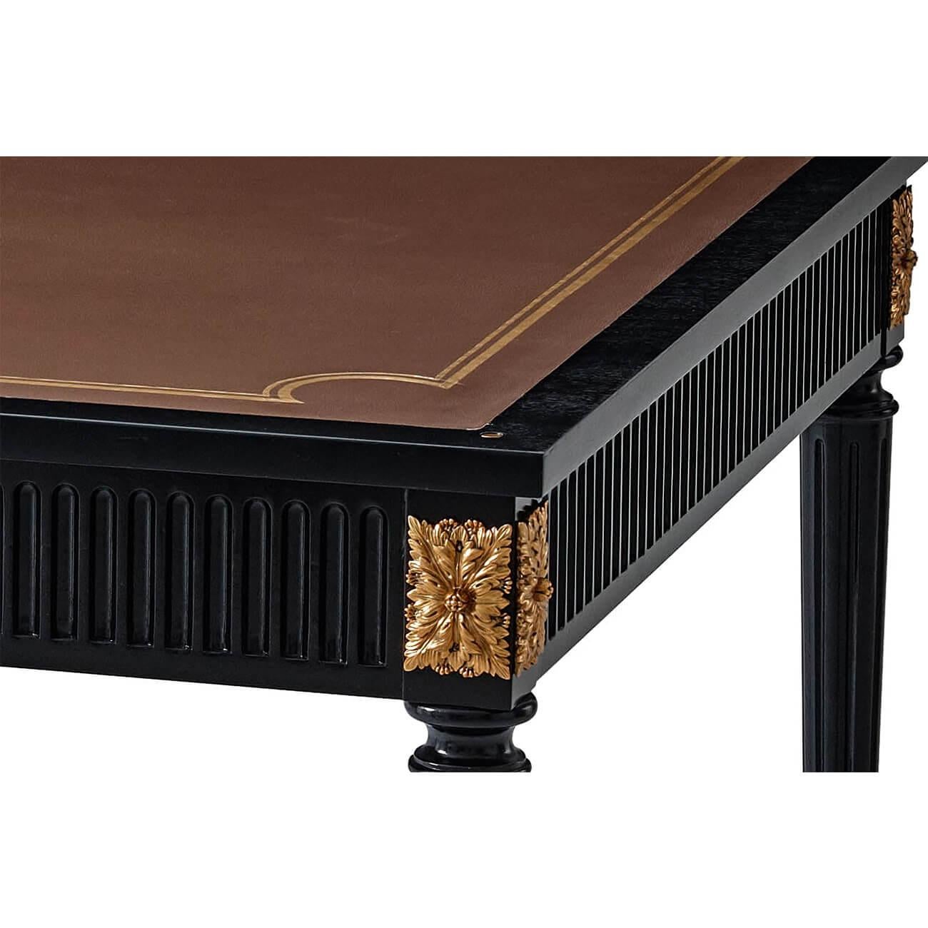 Vietnamese Louis XVI Leather Top Game Table For Sale