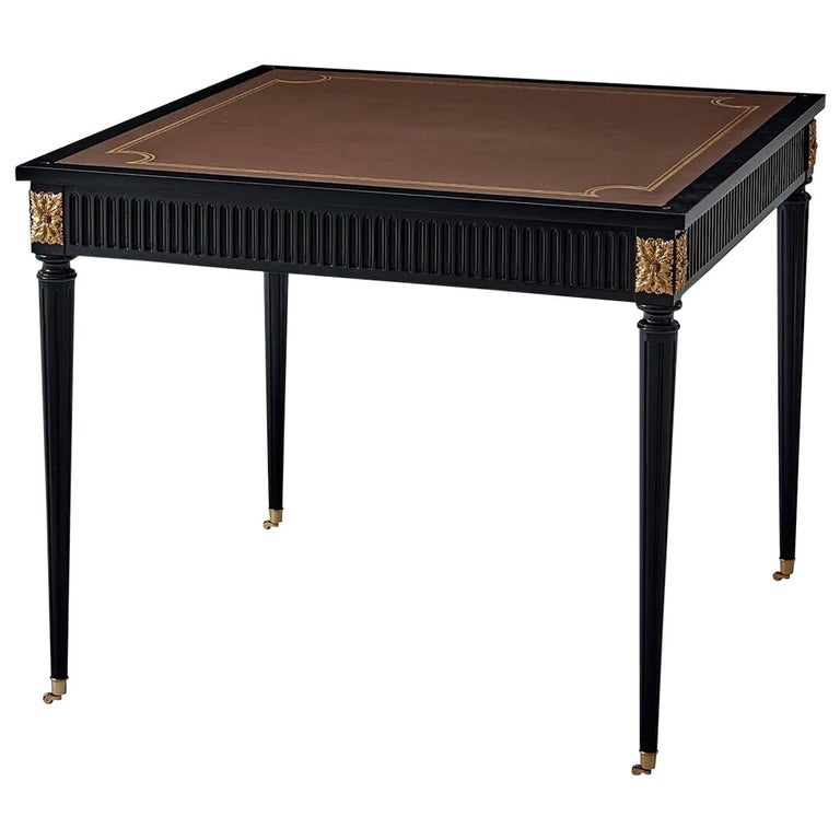 Louis XVI Leather Top Game Table For Sale at 1stDibs