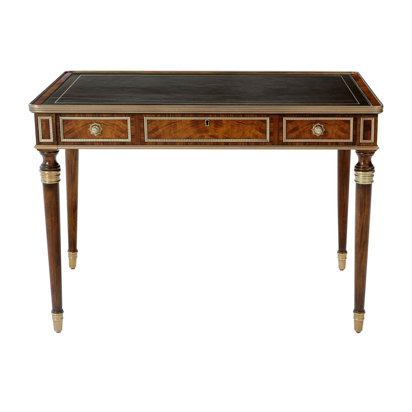 Louis XVI Leather Top Mahogany Desk In New Condition For Sale In Westwood, NJ