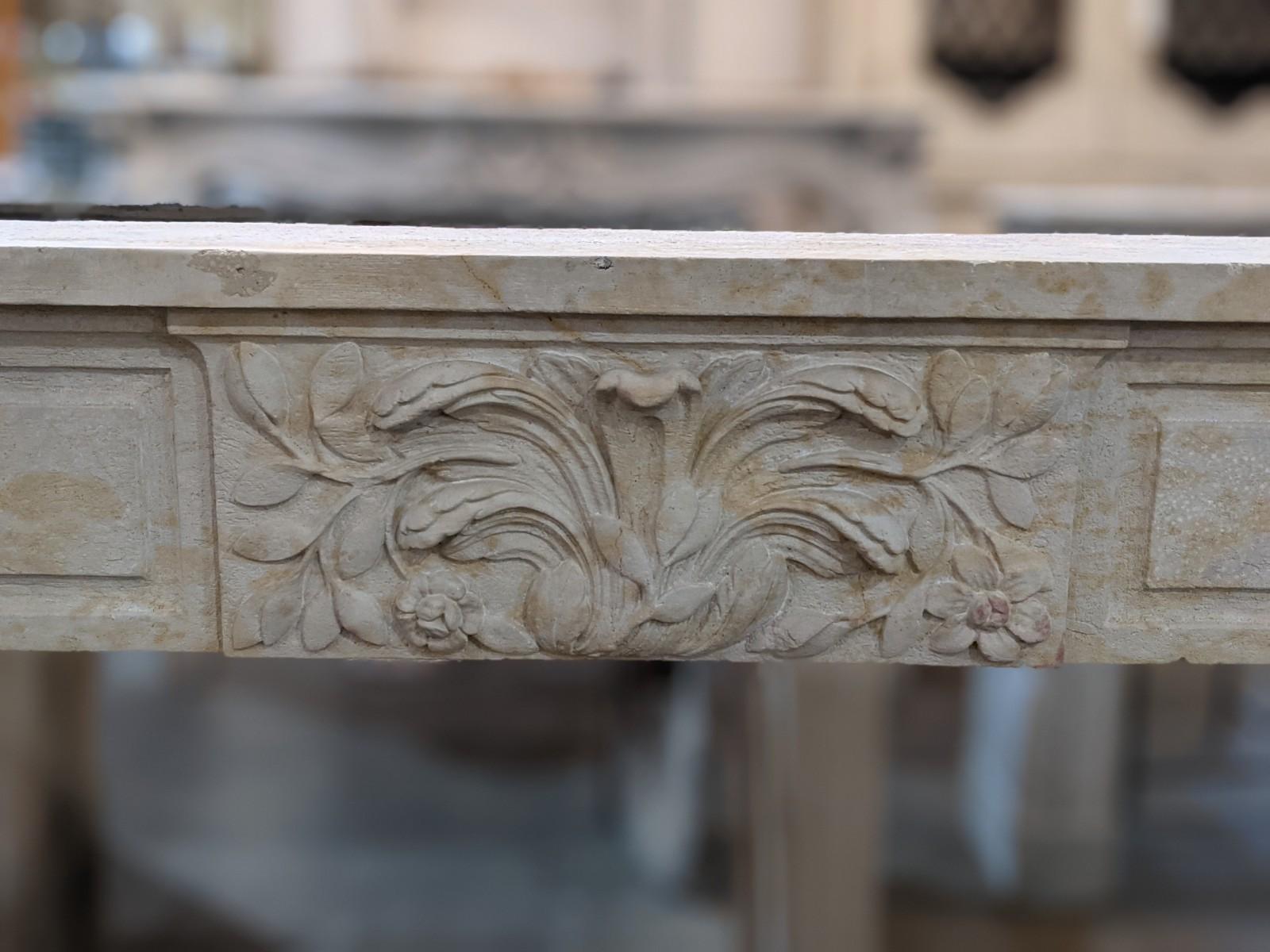 French Louis XVI Limestone Mantel from France For Sale