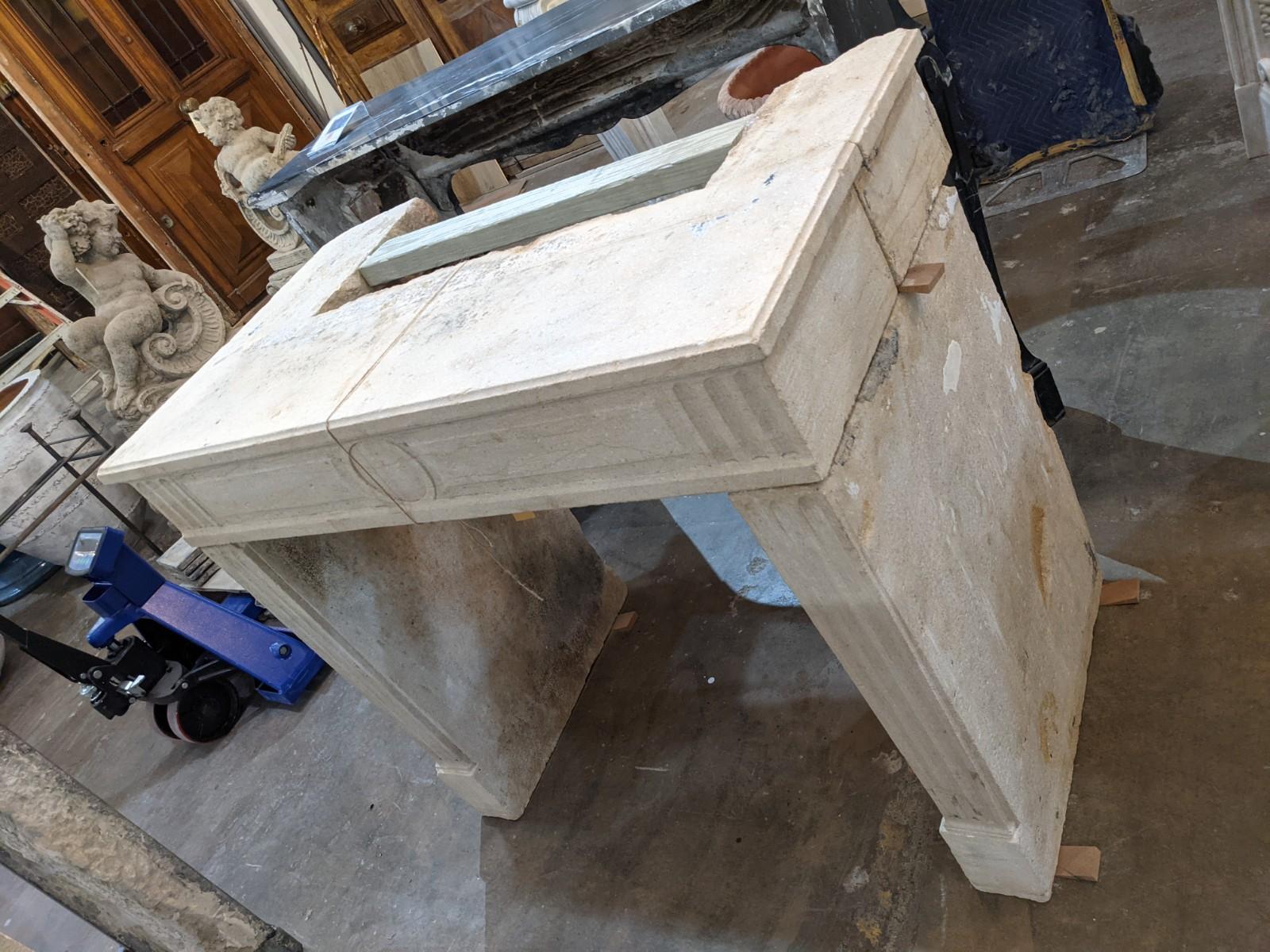 French Louis XVI Limestone Mantel from France For Sale