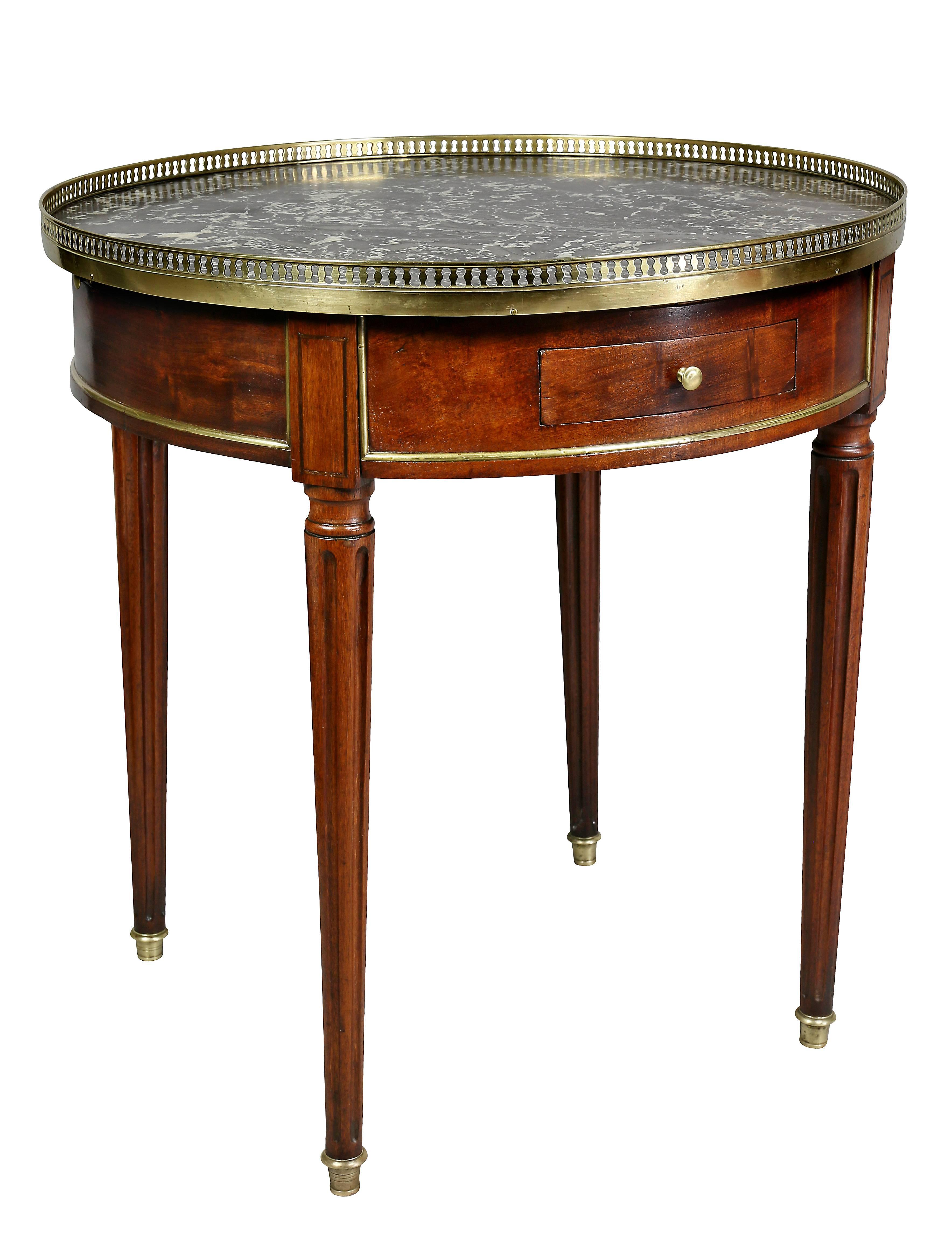 French Louis XVI Mahogany and Brass Mounted Bouillotte Table