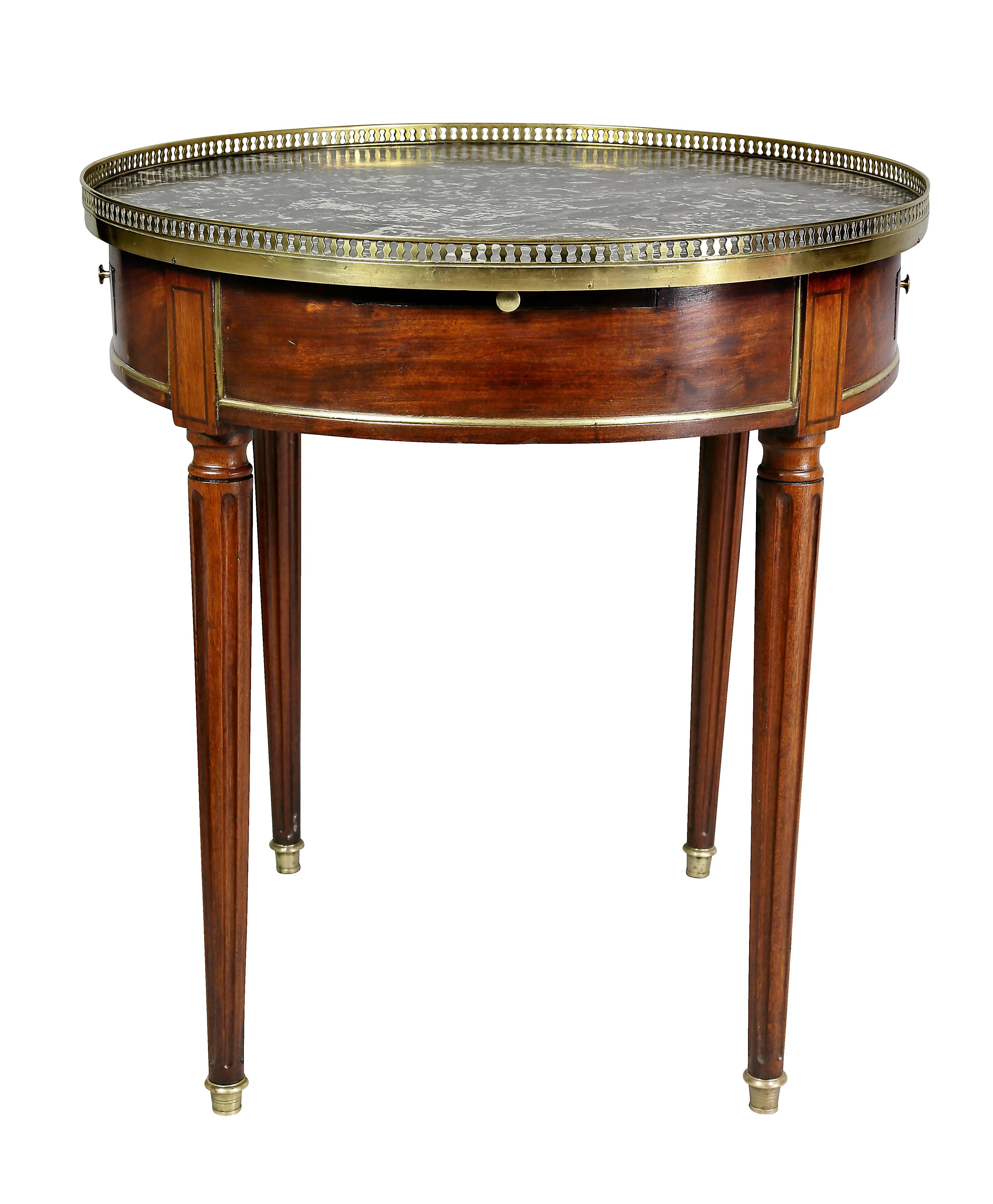 Louis XVI Mahogany and Brass Mounted Bouillotte Table 2