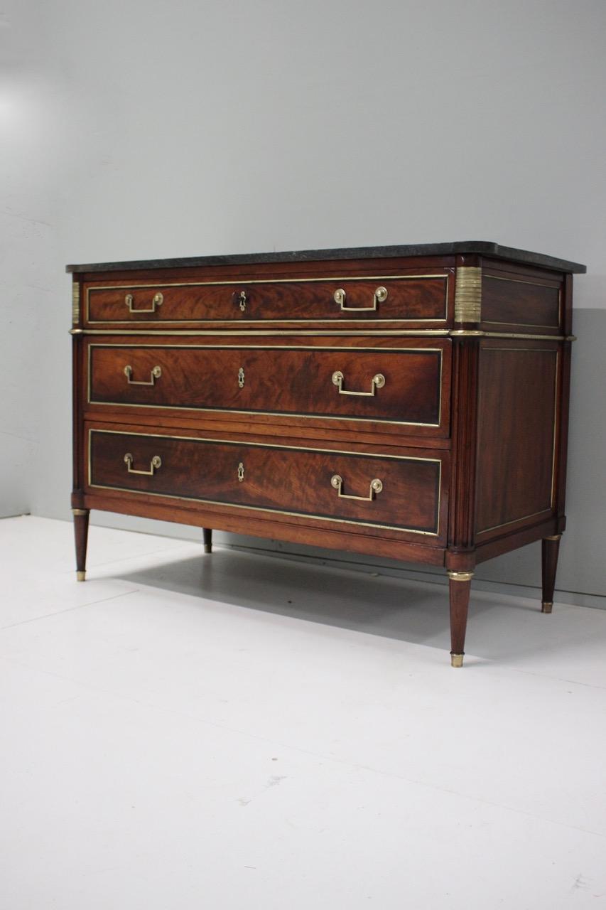 18th Century Louis XVI Mahogany and Brass Mounted Commode