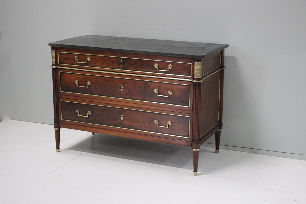 Louis XVI Mahogany and Brass Mounted Commode 3