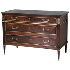 Louis XVI Mahogany and Brass Mounted Commode