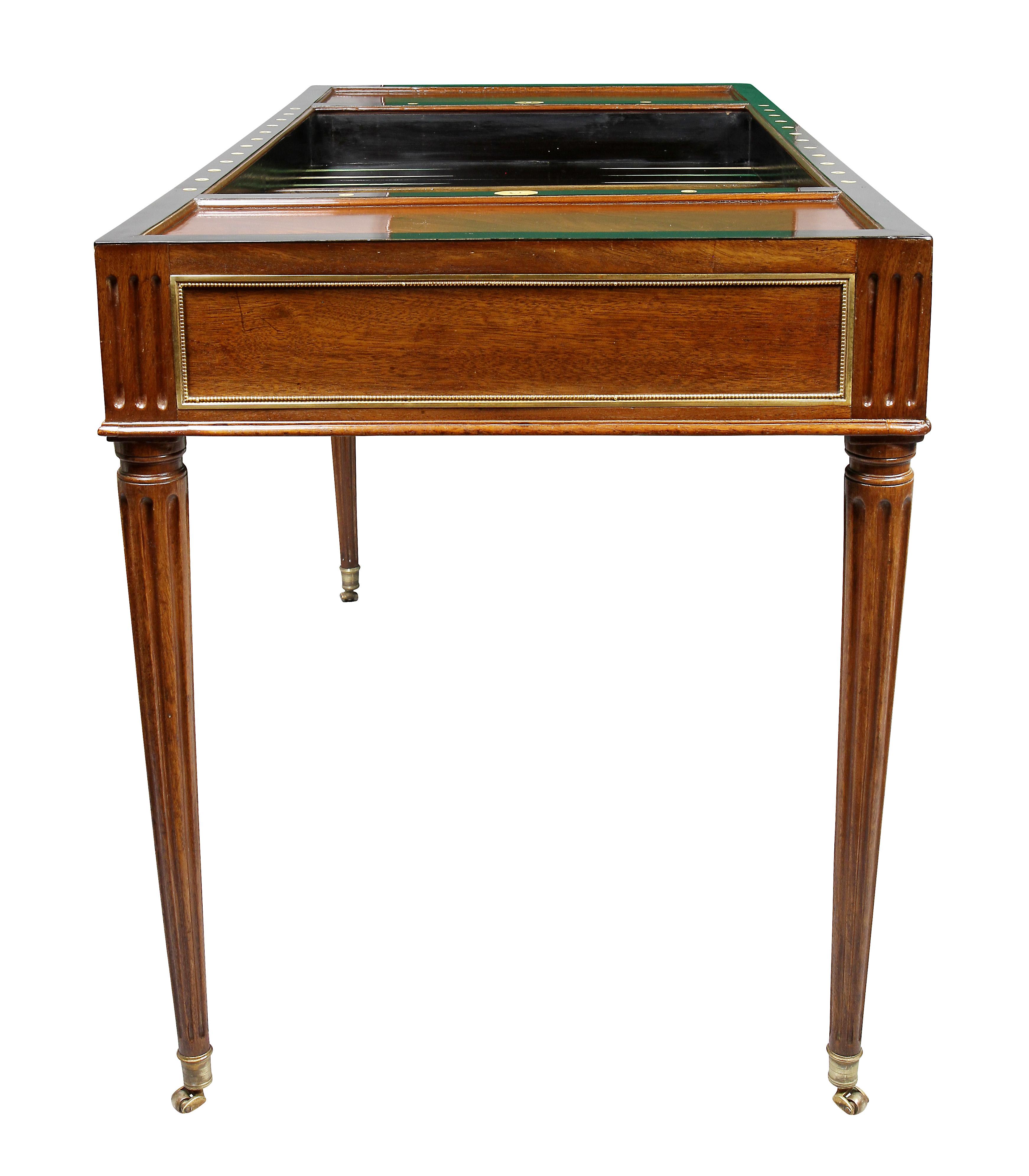 Louis XVI Mahogany and Bronze Mounted Tric Trac Table 3