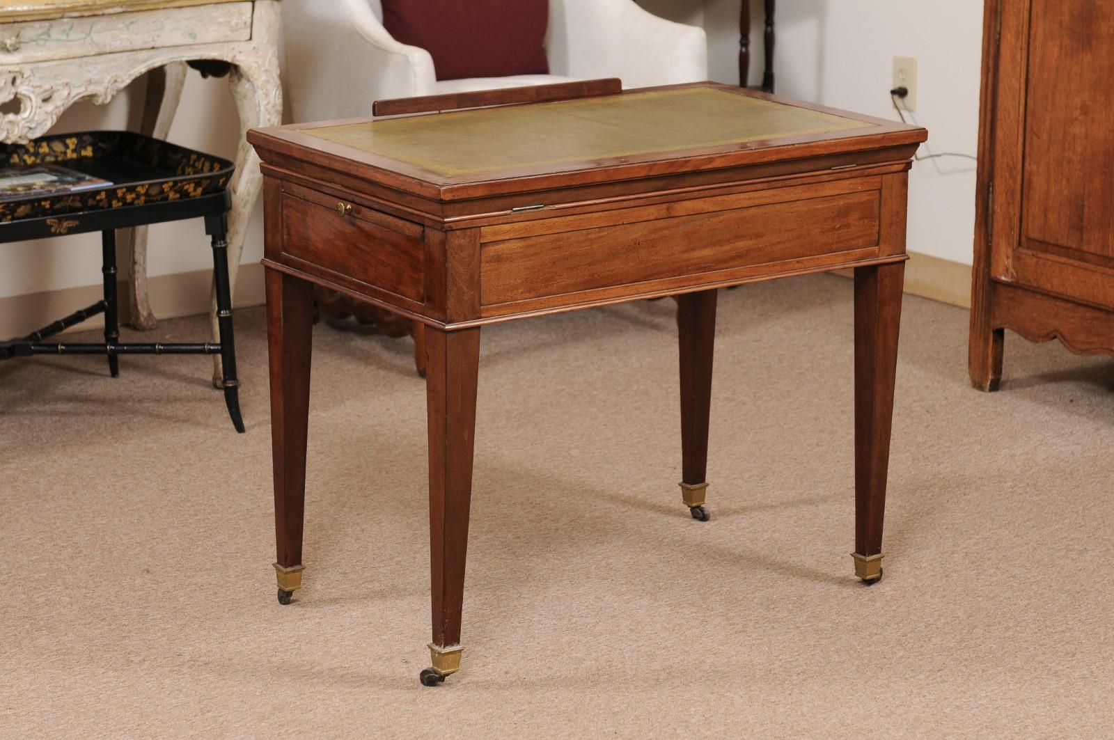 Louis XVI Mahogany Architect’s Desk with Leather Top, France ca. 1800 For Sale 7