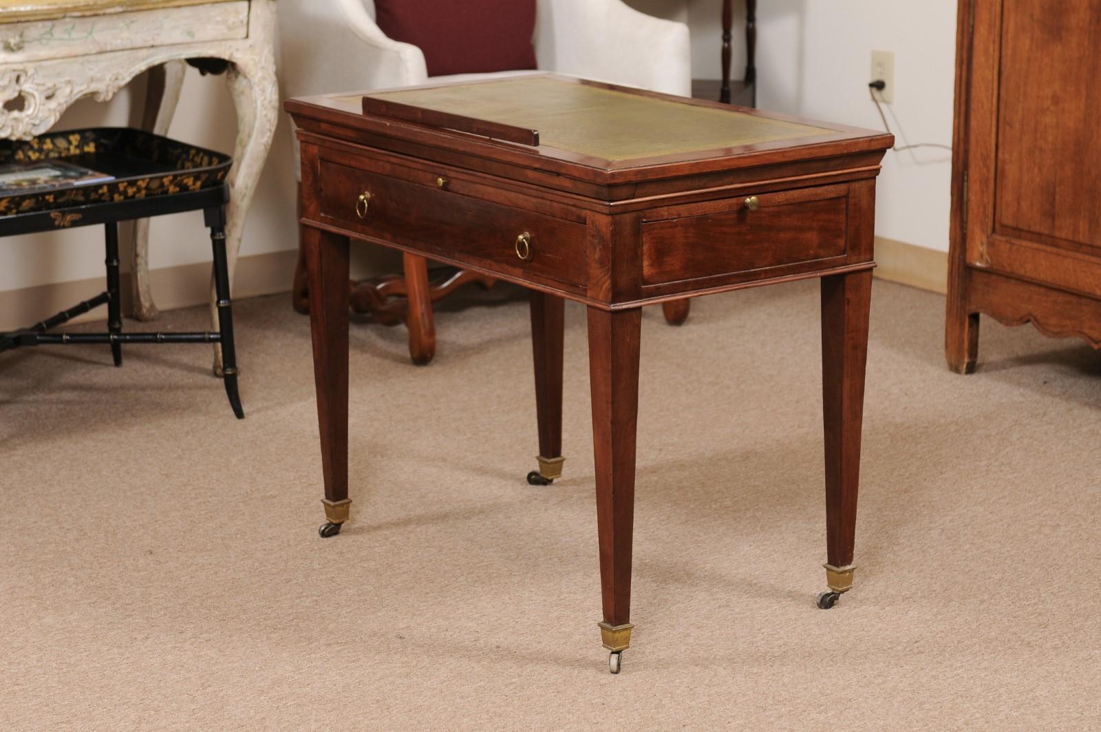 Louis XVI Mahogany Architect’s Desk with Leather Top, France ca. 1800 For Sale 9