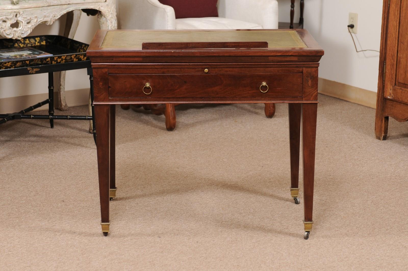 Louis XVI Mahogany Architect’s Desk with Leather Top, France ca. 1800 For Sale 10