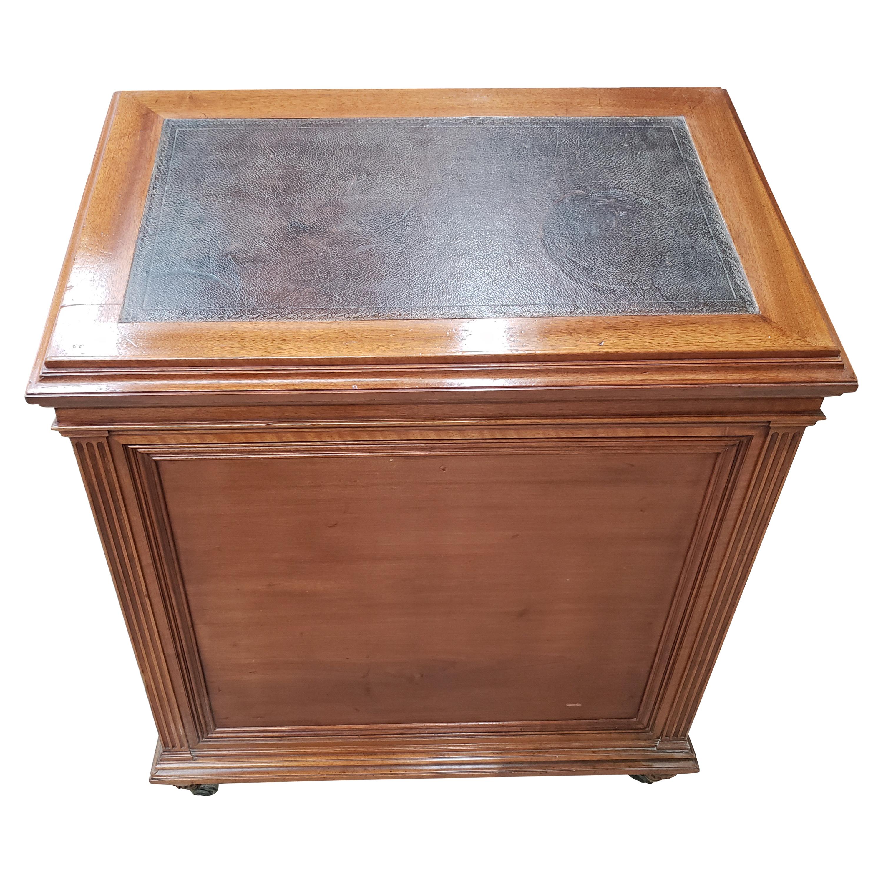 Louis XVI Style Mahogany Architects Table with Side Cabinet, 20TH Century  For Sale