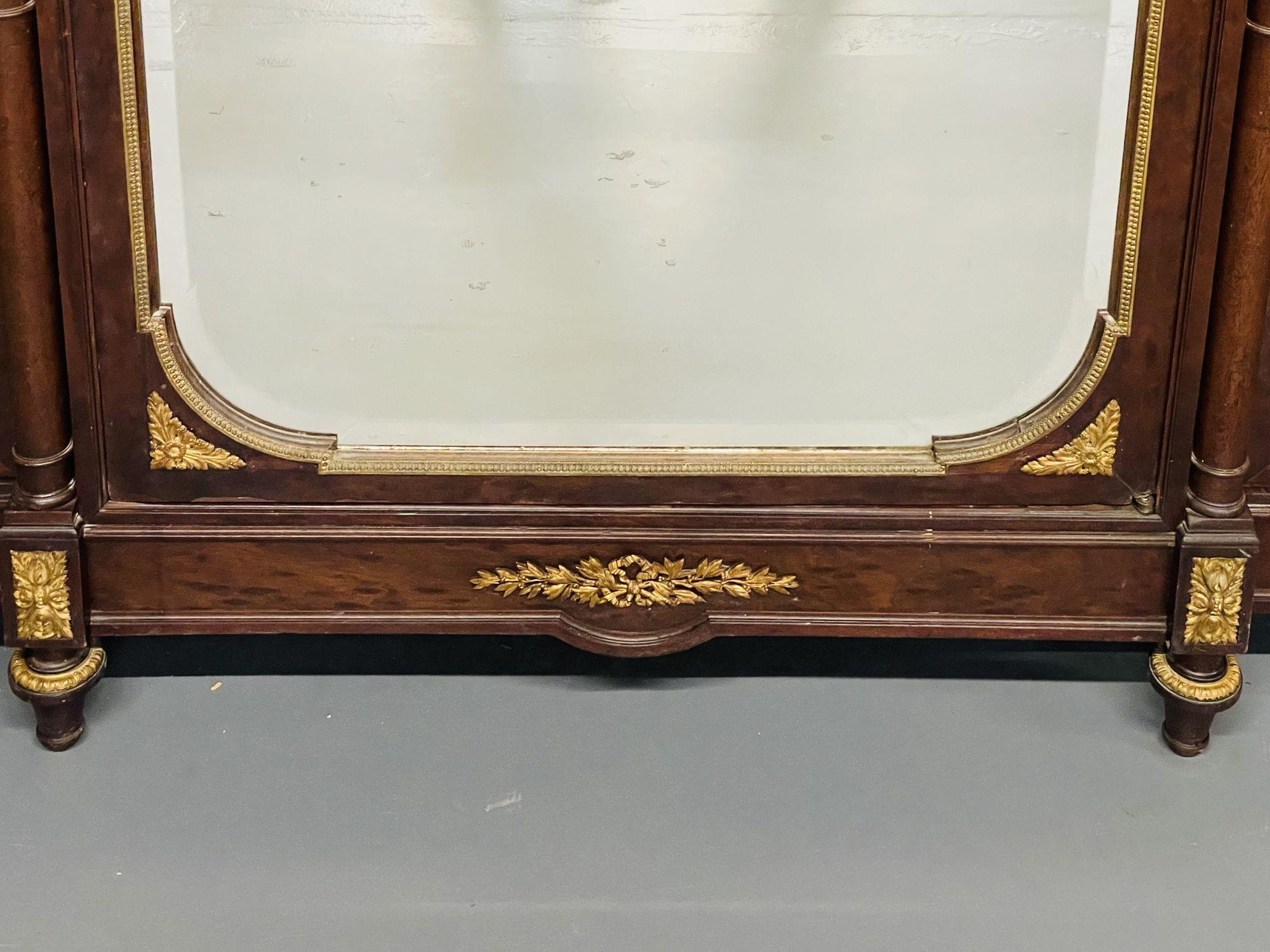 Louis XVI Mahogany Armoire, Mercier Frères, Dore Bronze, Beveled Mirror 5