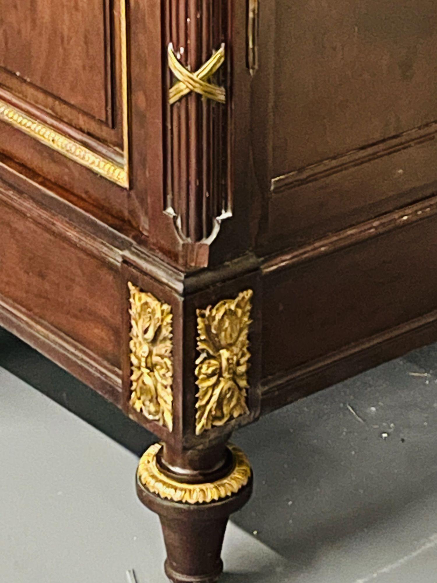 Louis XVI Mahogany Armoire, Mercier Frères, Dore Bronze, Beveled Mirror 6