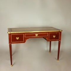 French 18th Century Louis XVI Mahogany Gilt Bronze Neoclassical Bureau Plat