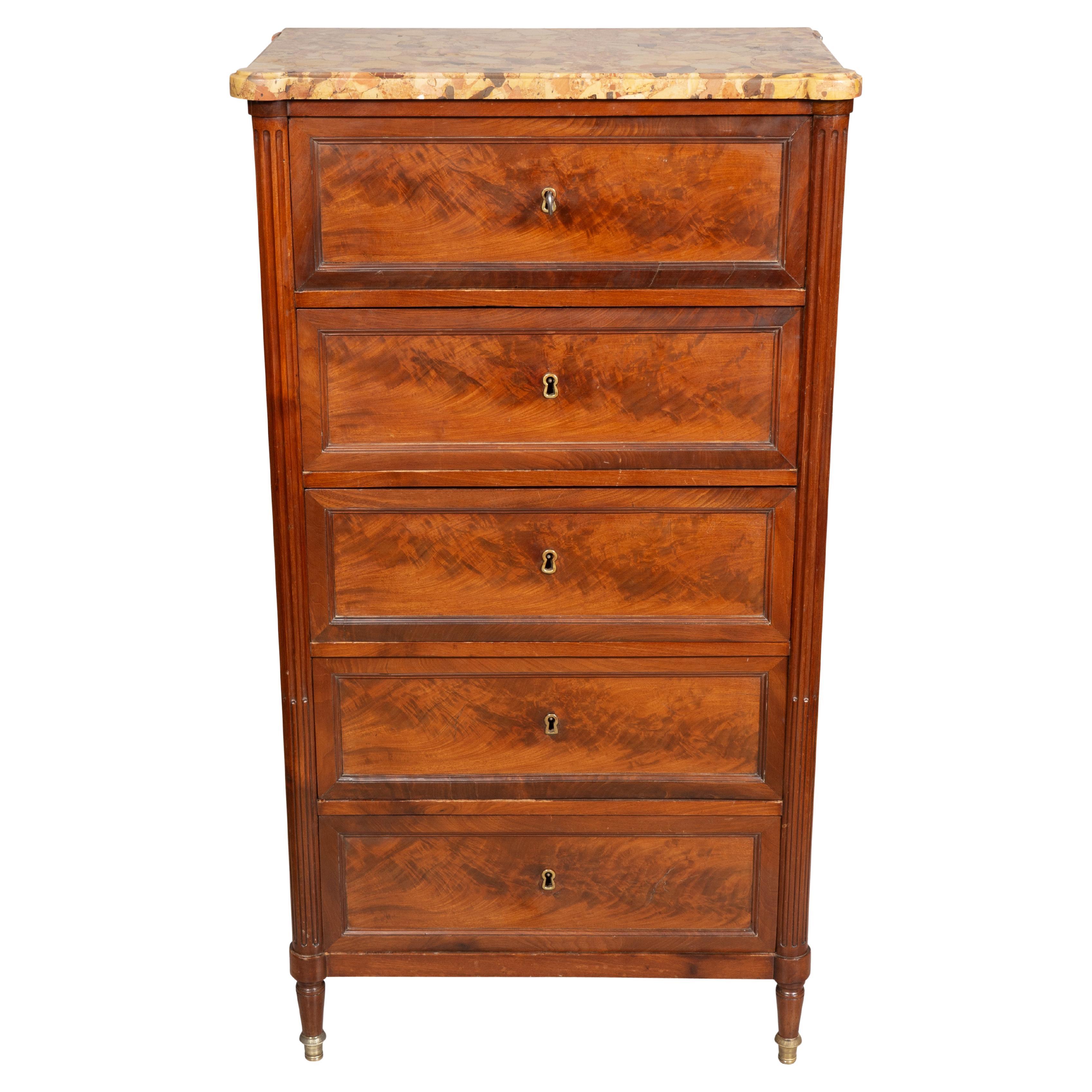 Chiffoniere in mogano Louis XVI di J.F Leleu in vendita