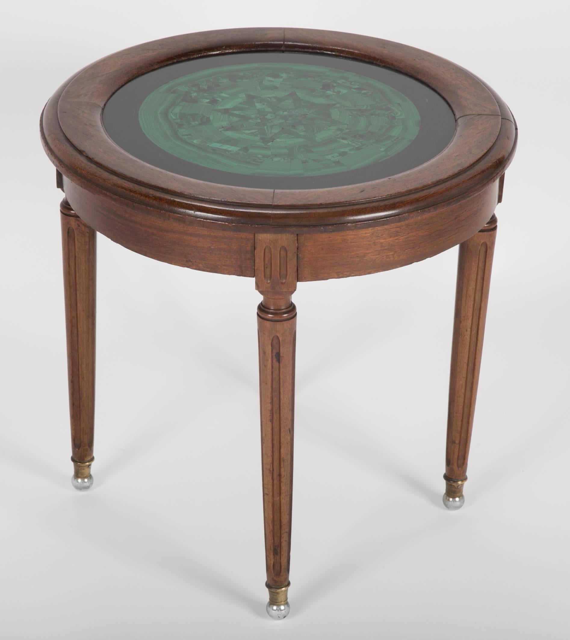 Louis XVI Mahogany Side Table with Malachite Top 1