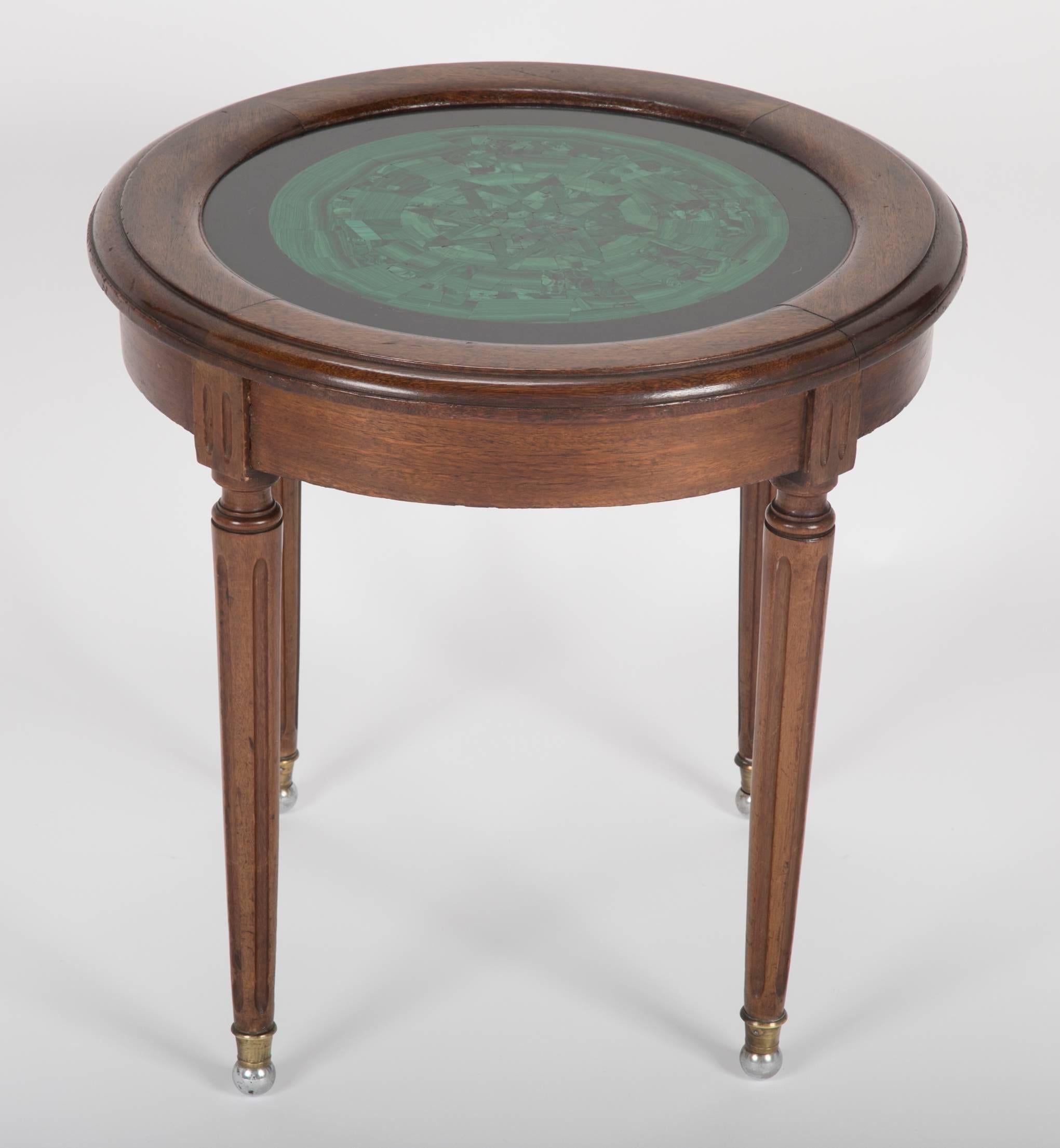 Louis XVI Mahogany Side Table with Malachite Top 3