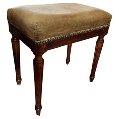 Louis XVI Mahogany Stool Upholstered in Mohair, 19th Century