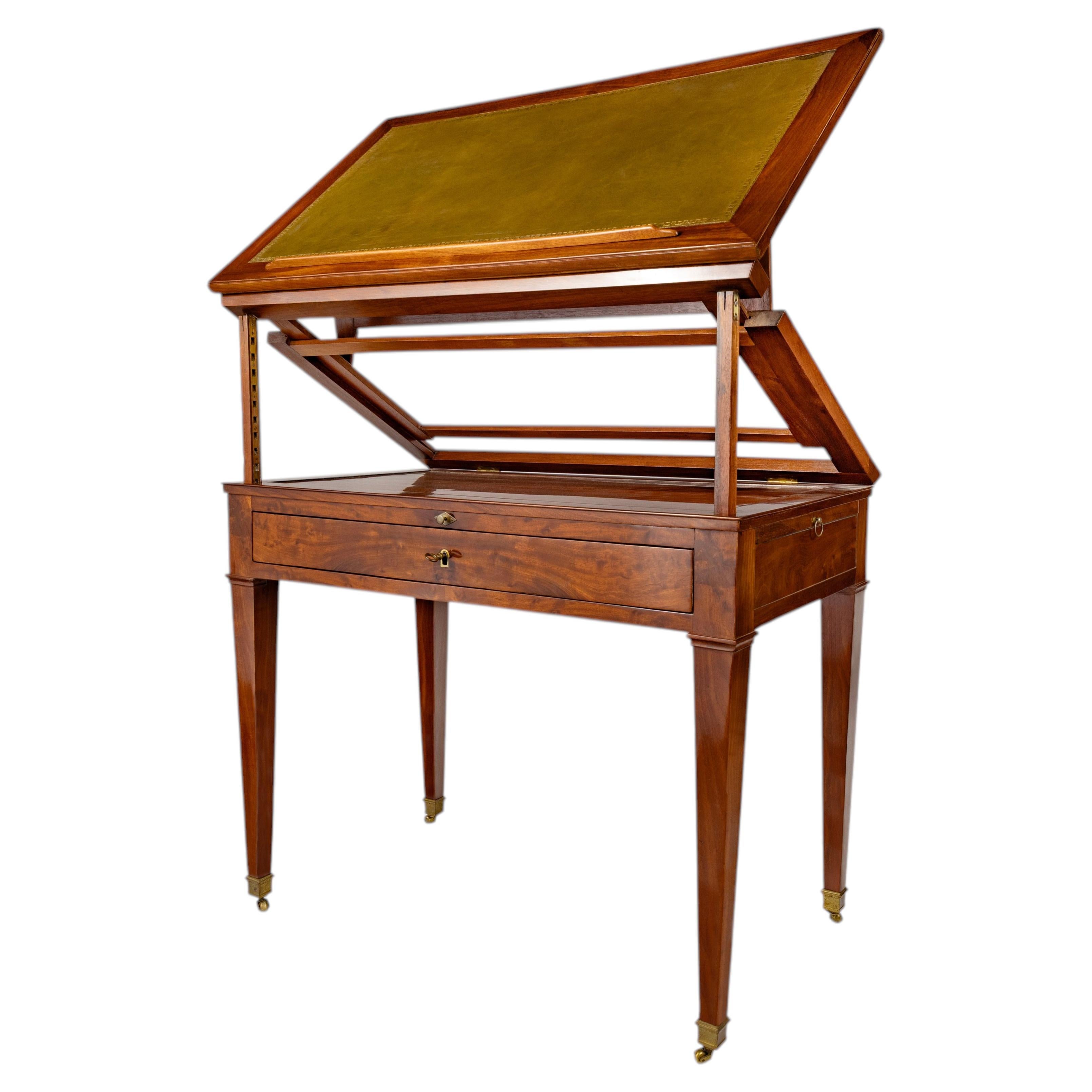 Louis XVI Mahagoni Table d'Architecte / Mechanischer Schreibtisch, Frankreich 1780