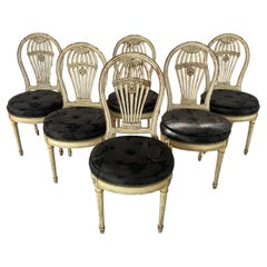 Louis XVI Maison Jansen Style Balloon-Back Dining Chairs, Set of Six