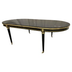 Louis XVI Maison Jansen Style Dining Table, Black Lacquer, 15 Feet, Refinished