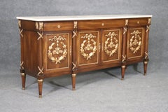 Louis XVI Maison Jansen Style French Marble Top Sideboard, Server, Console