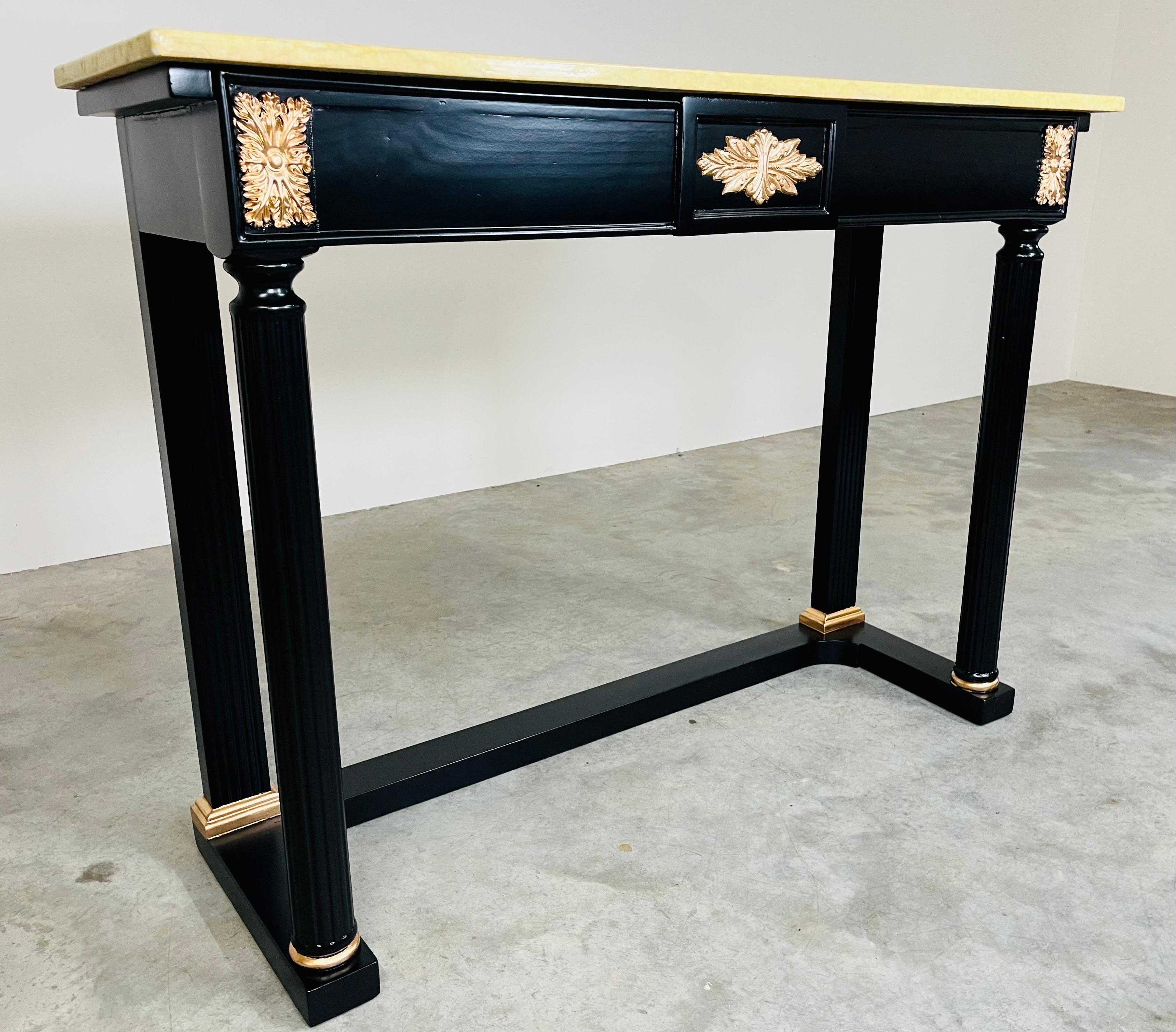 20th Century Louis XVI Maison Jansen Style Lacquered Marble Top Console or Entryway Table For Sale