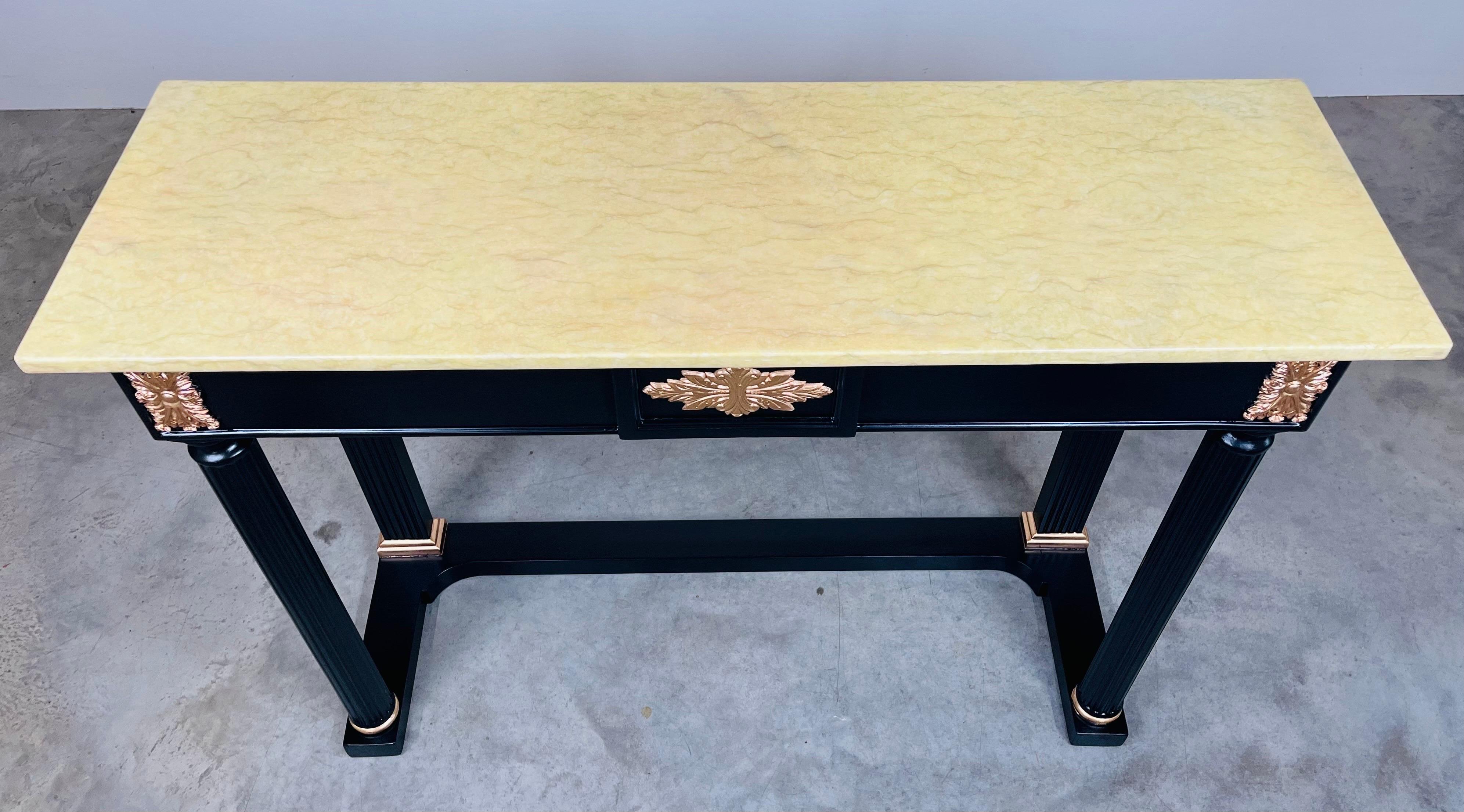 Louis XVI Maison Jansen Style Lacquered Marble Top Console or Entryway Table For Sale 2
