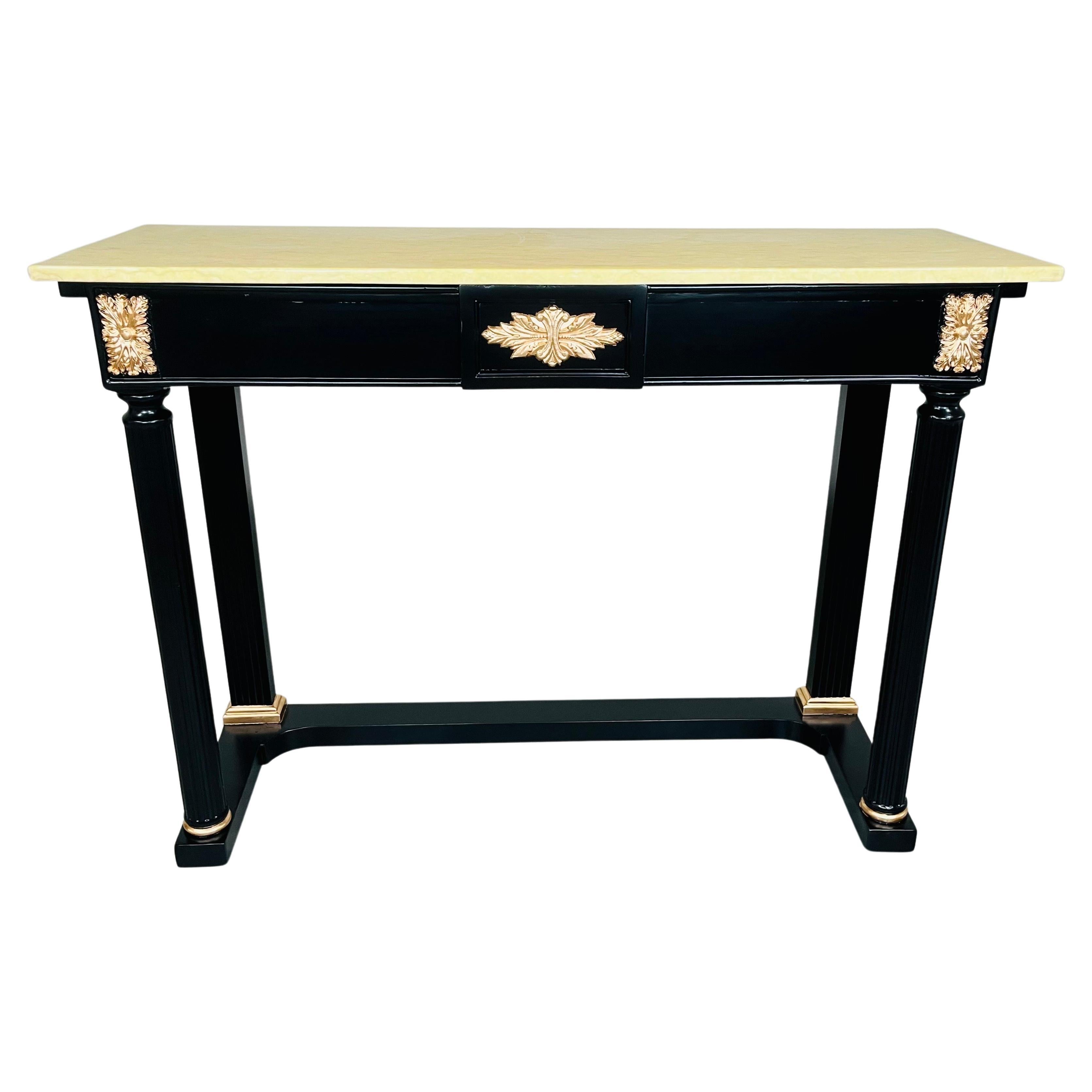 Louis XVI Maison Jansen Style Lacquered Marble Top Console or Entryway Table For Sale