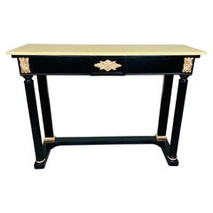 Retro Louis XVI Maison Jansen Style Lacquered Marble Top Console or Entryway Table