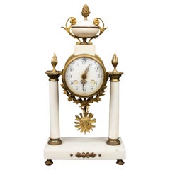 Antique Louis XVI Manner French Marble Portico Clock