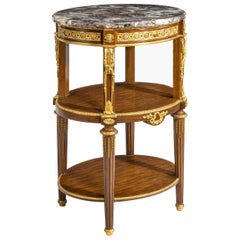 Louis XVI Manner Gueridon Side Table by François Linke with Marble Top