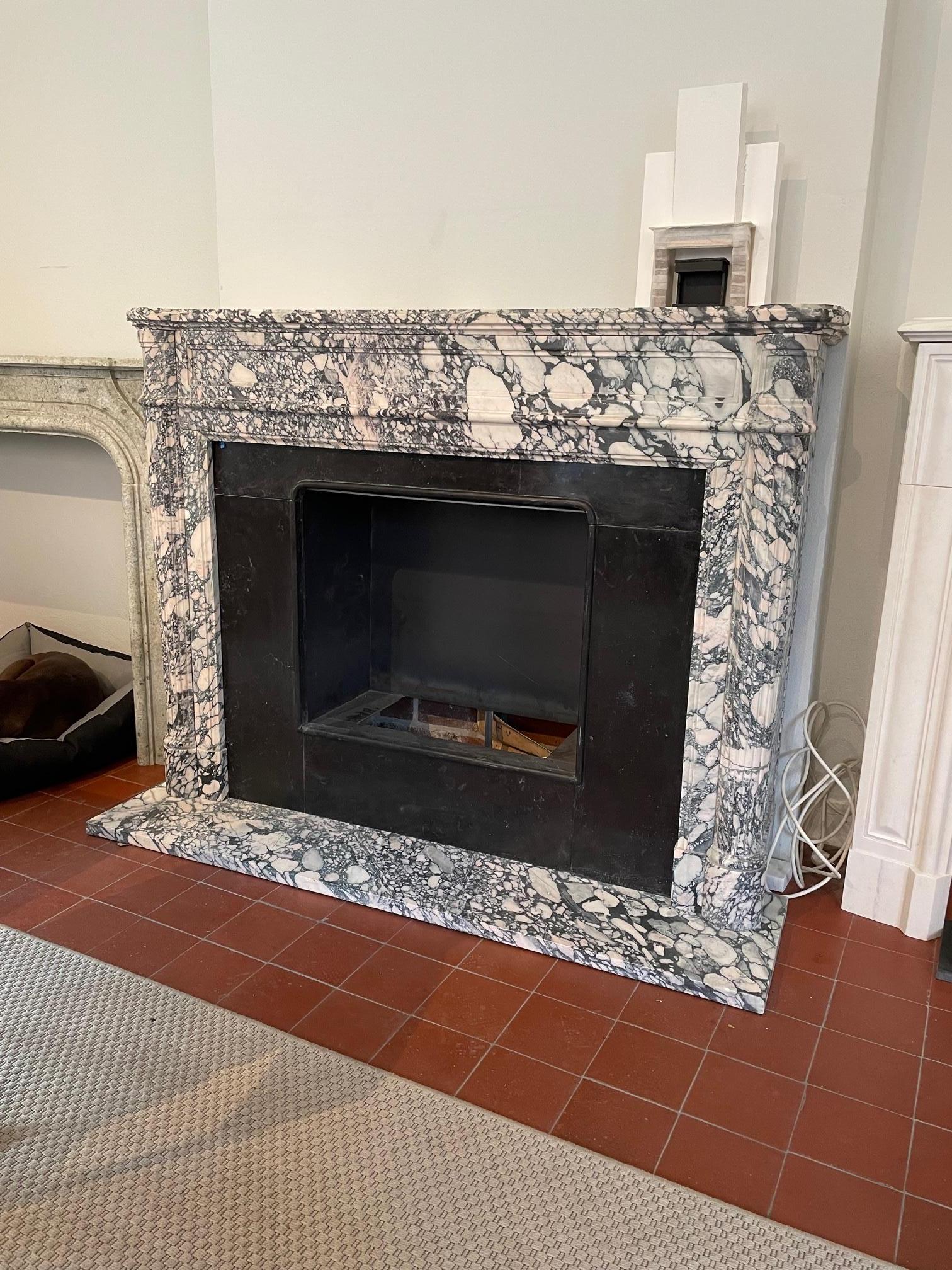 Swedish Louis XVI Mantel in Breccia Marble For Sale