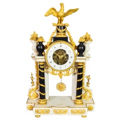 Antique Louis XVI Marble And Ormolu Portico Clock