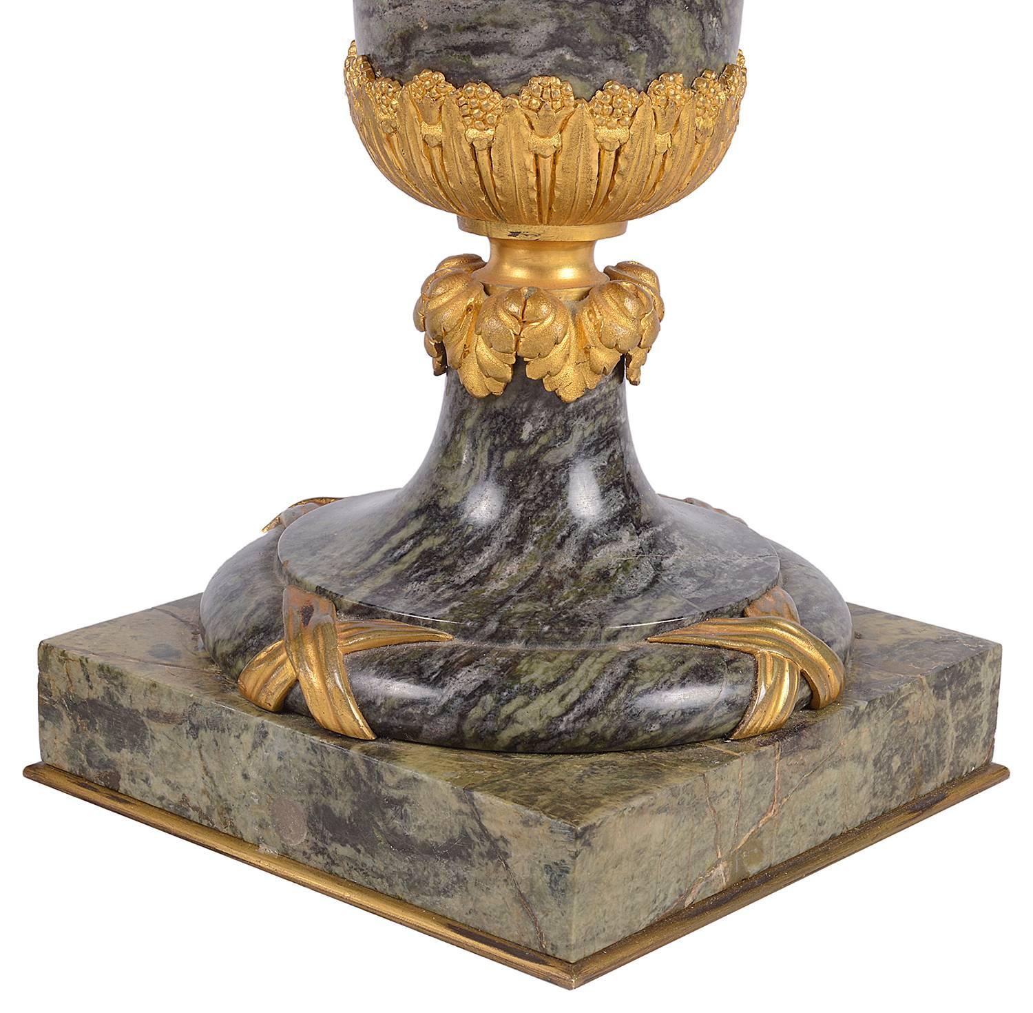 French Louis XVI Marble Lidded Urns, 19th Century