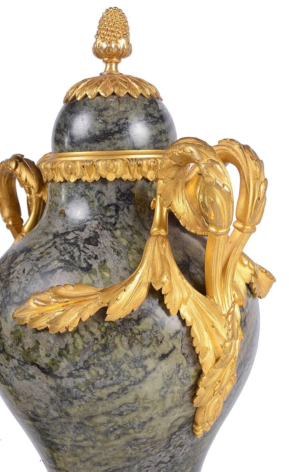 Louis XVI Marble Lidded Urns, 19th Century In Excellent Condition In Brighton, Sussex