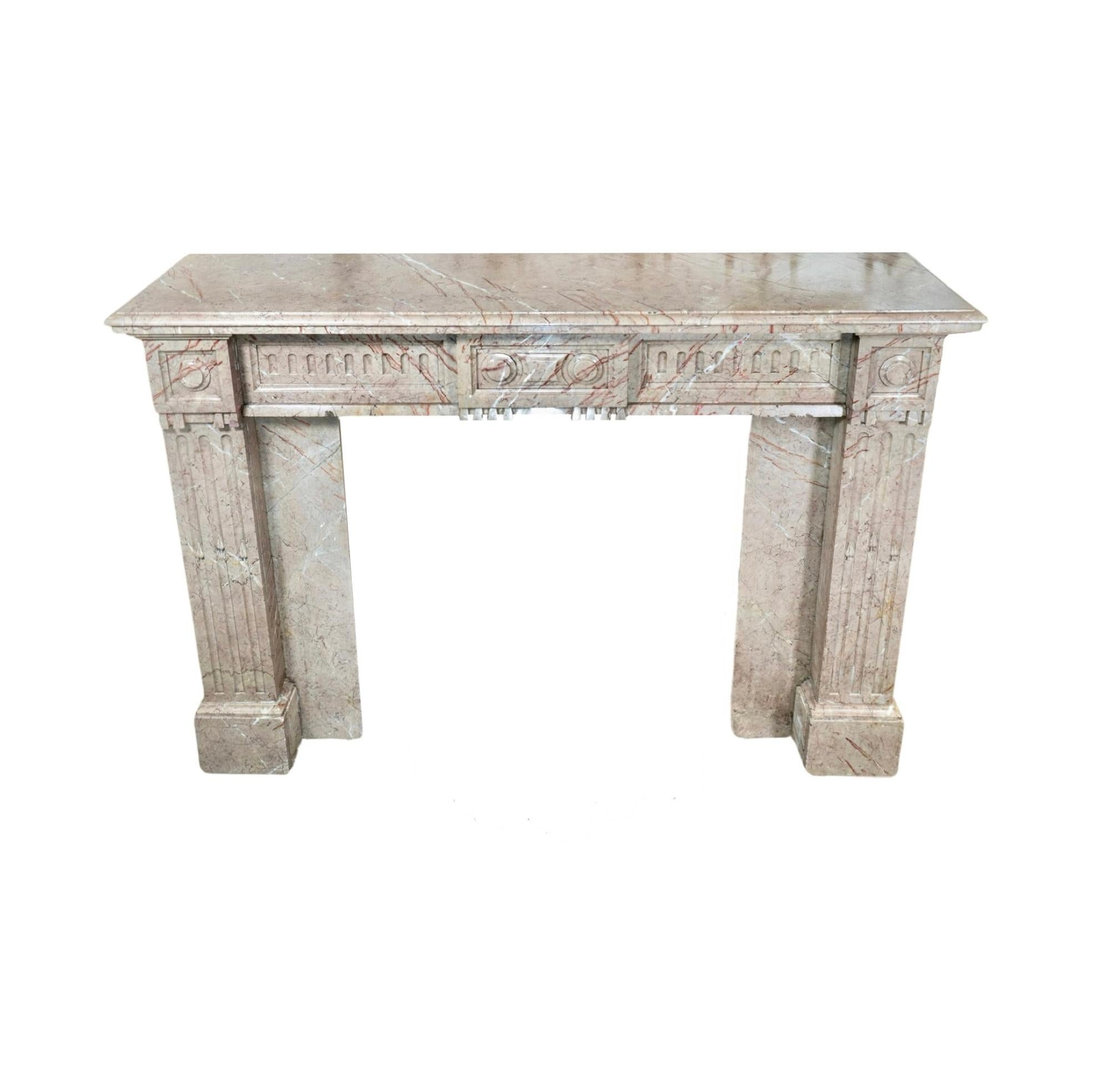 Louis XVI marble mantel

Origin: France

circa 1850

Measurements: 62 1/4